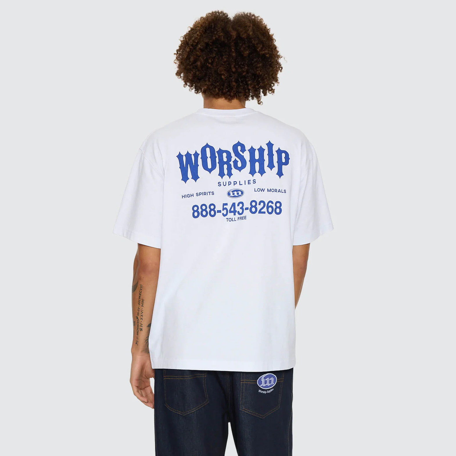 WORSHIP Morality Box Crop Panel Raglan Tee - White