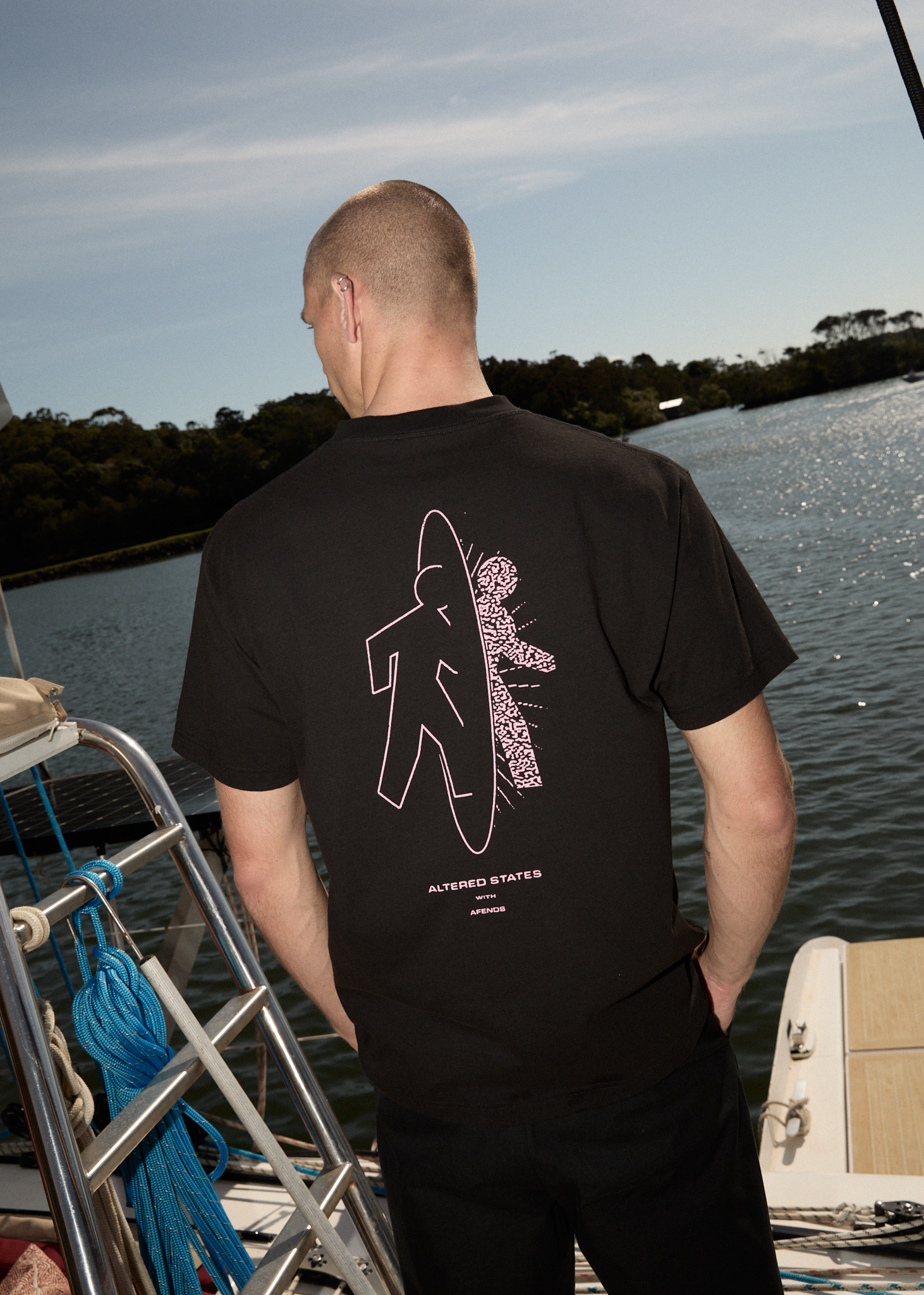 AFENDS altered heavy weight recycled boxy fit tee - black