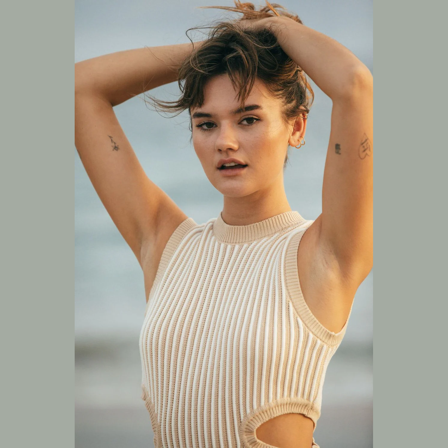 RUE STICC emily mini knit dress- off white sand