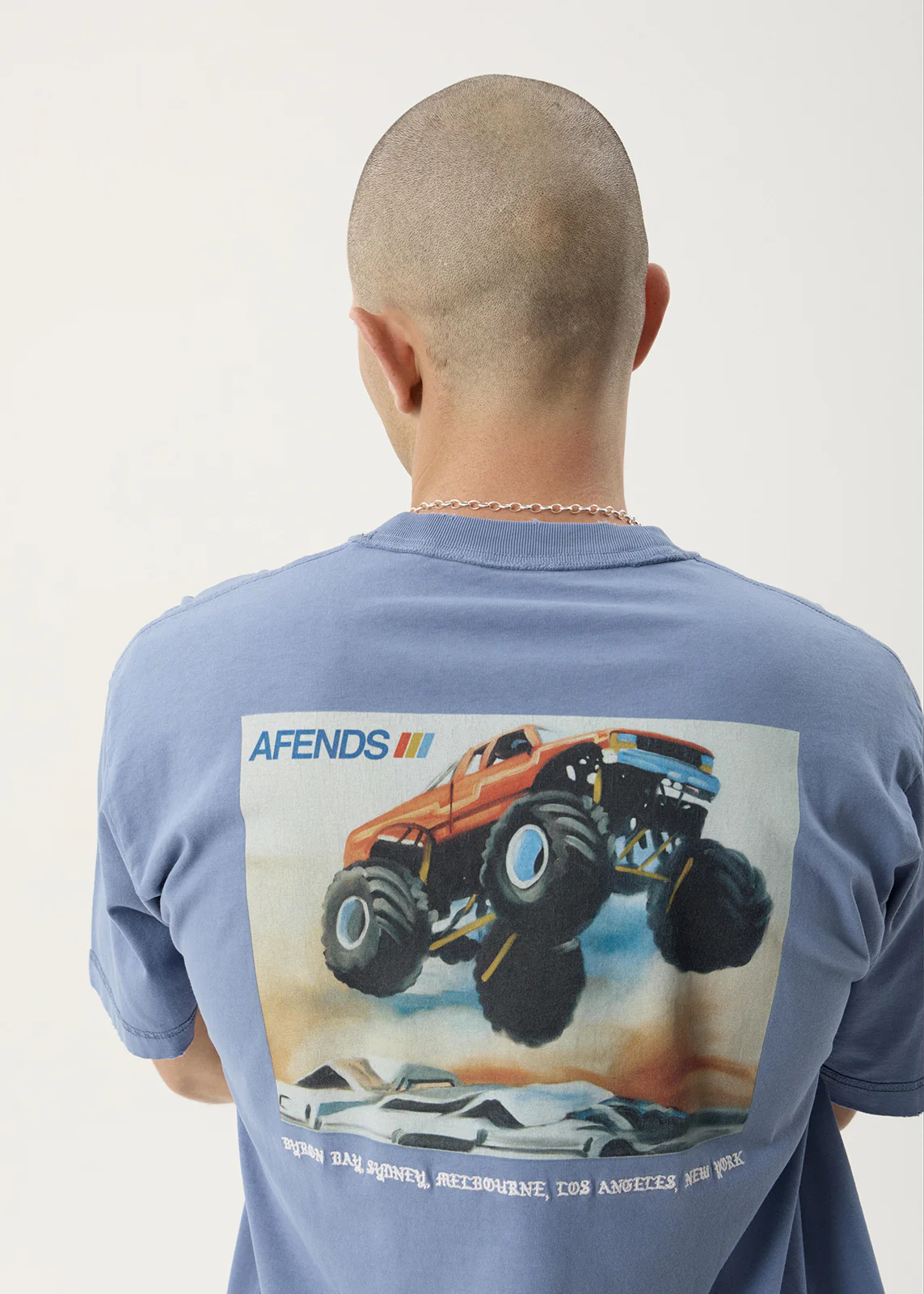 AFENDS Mayhem heavyweight boxy tee - Washed slate blue