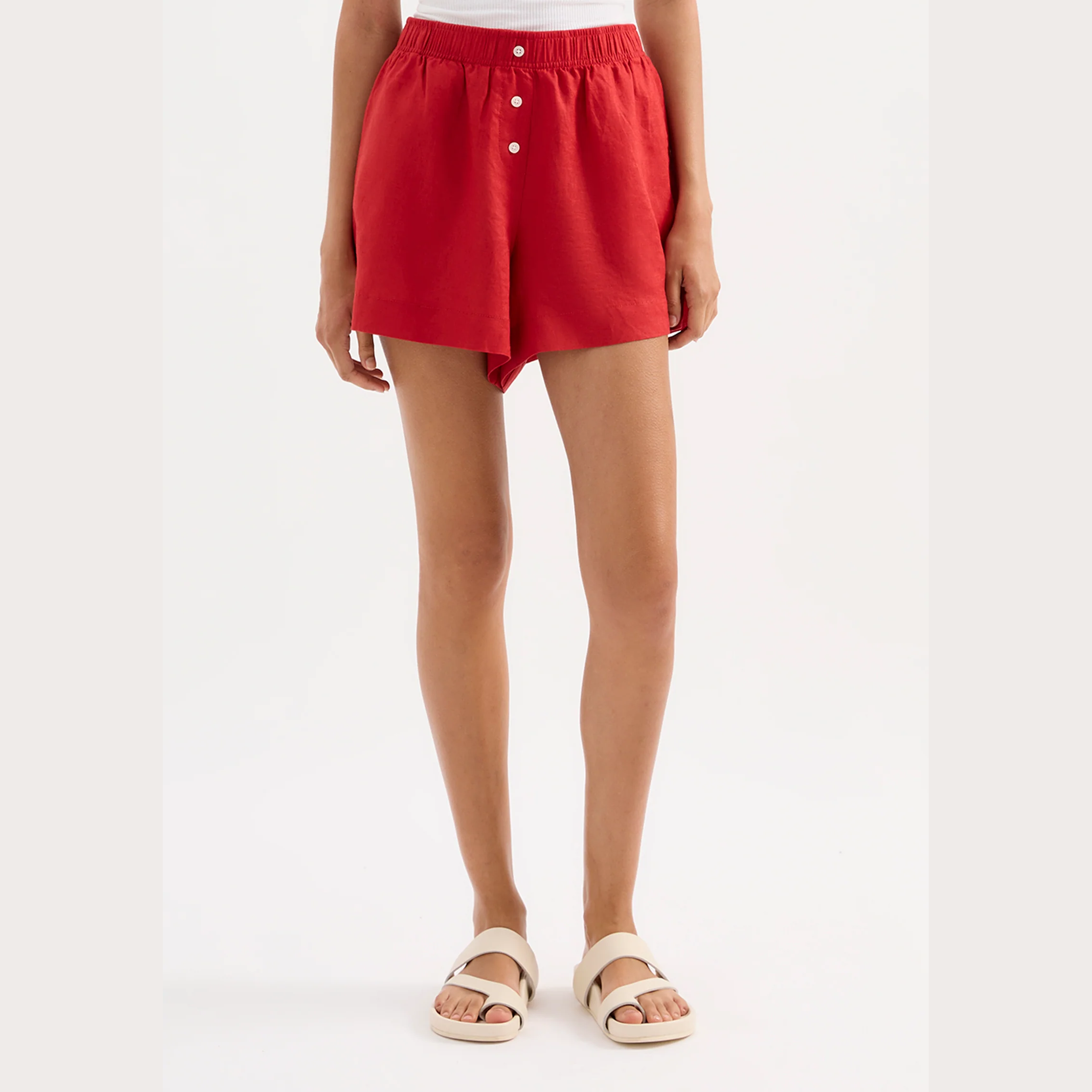 NUDE LUCY Lounge Linen Short - Vermillion