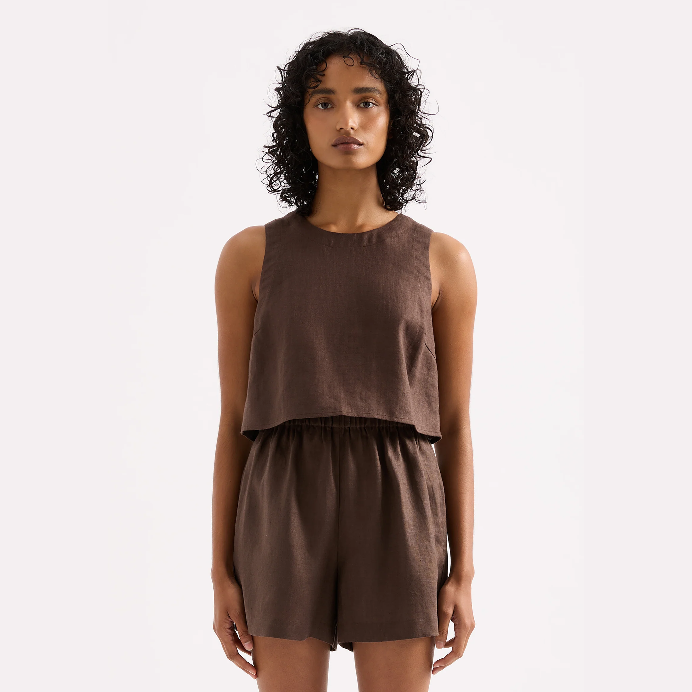 NUDE LUCY Ingrid linen top - Clove