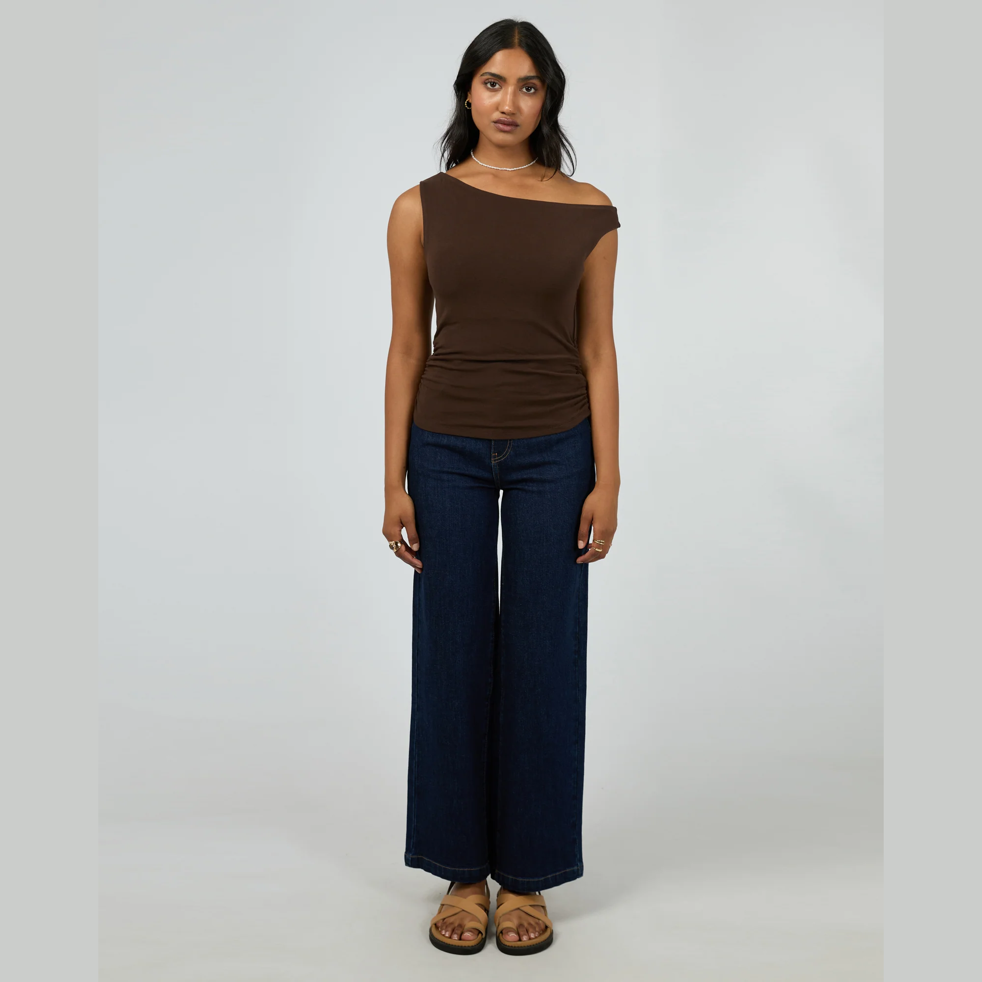 ALL ABOUT EVE Kylie Off Shoulder Top - Brown