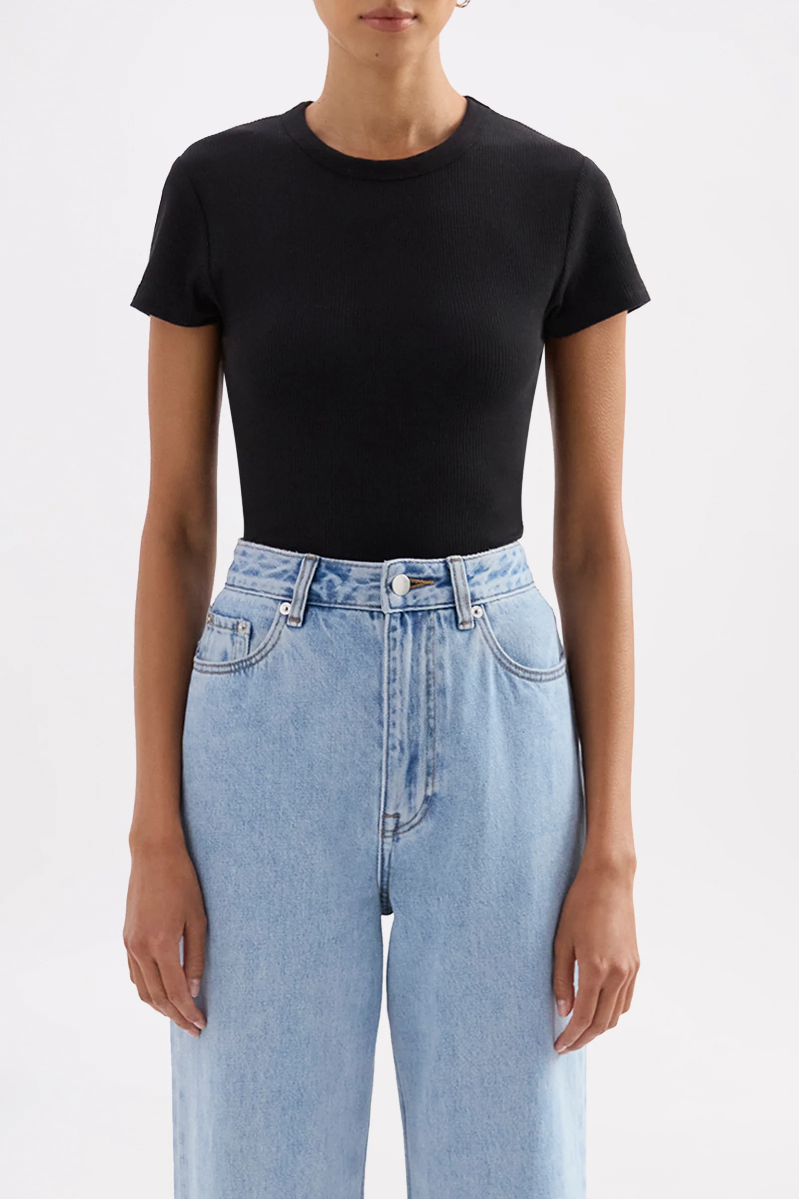 NUDE LUCY Organic Rib Ss Tee - Black