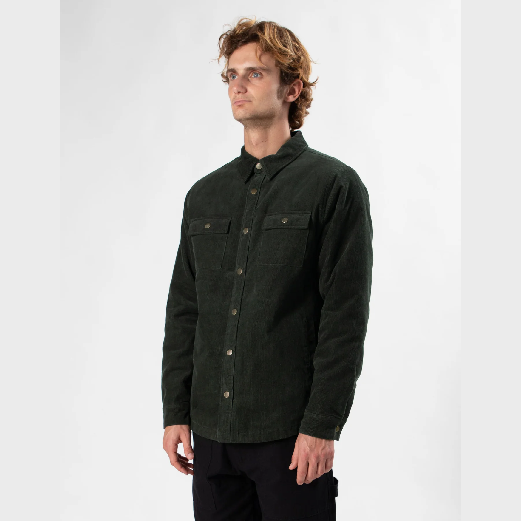 MR SIMPLE Quilted Cord Jacket - Pine