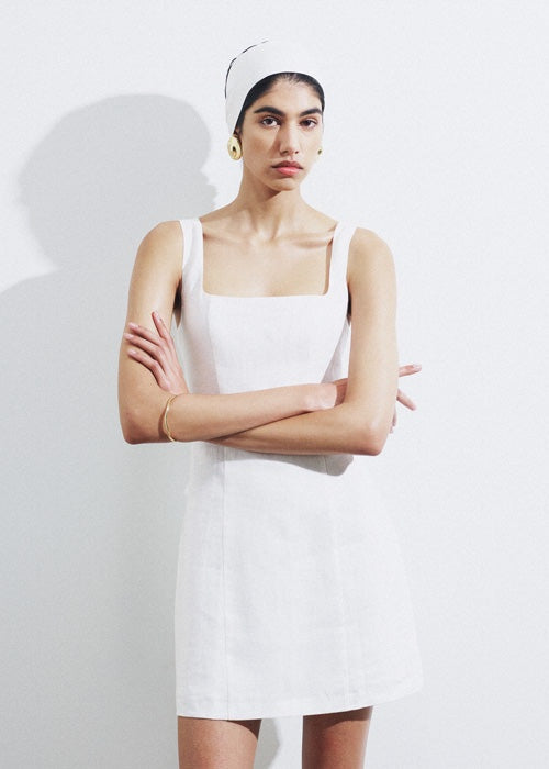 NUDE LUCY monroe linen mini dress - white