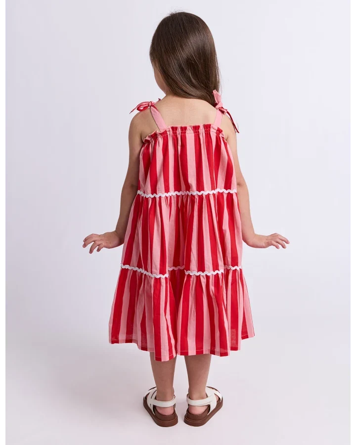 Eve Girl - AMELIA STRIPE DRESS - Red/Pink
