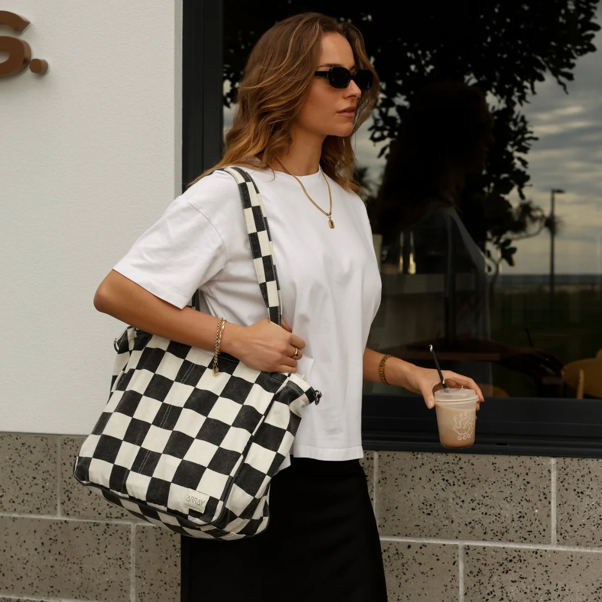 ARRAY Everyday Pocket Tote - Black check