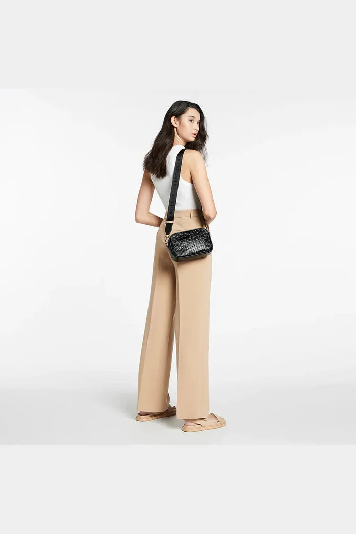 STATUS ANXIETY plunder with webbed strap - Black croc emboss