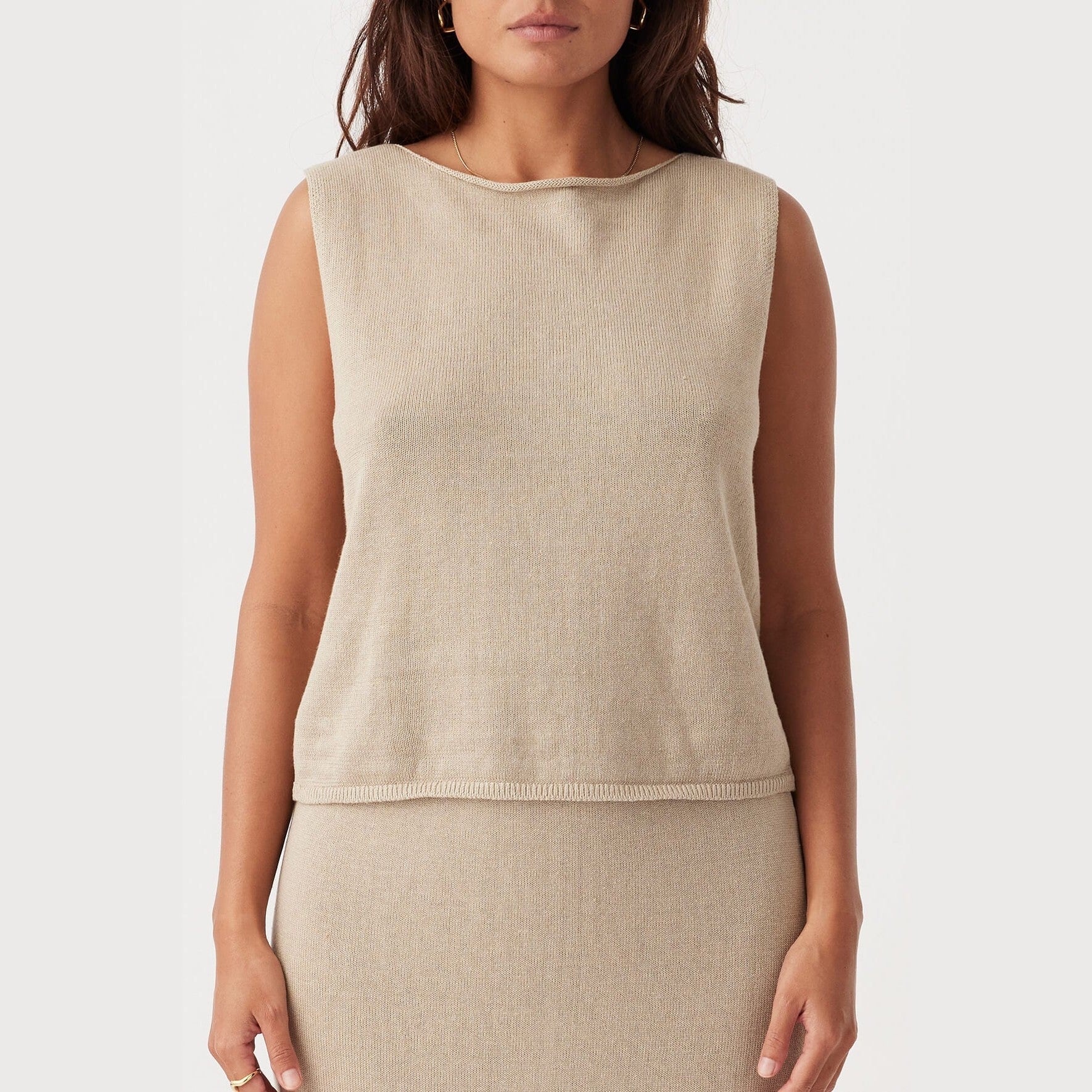 ARCAA Poppy Organic Cotton Linen Reversible Vest - Taupe