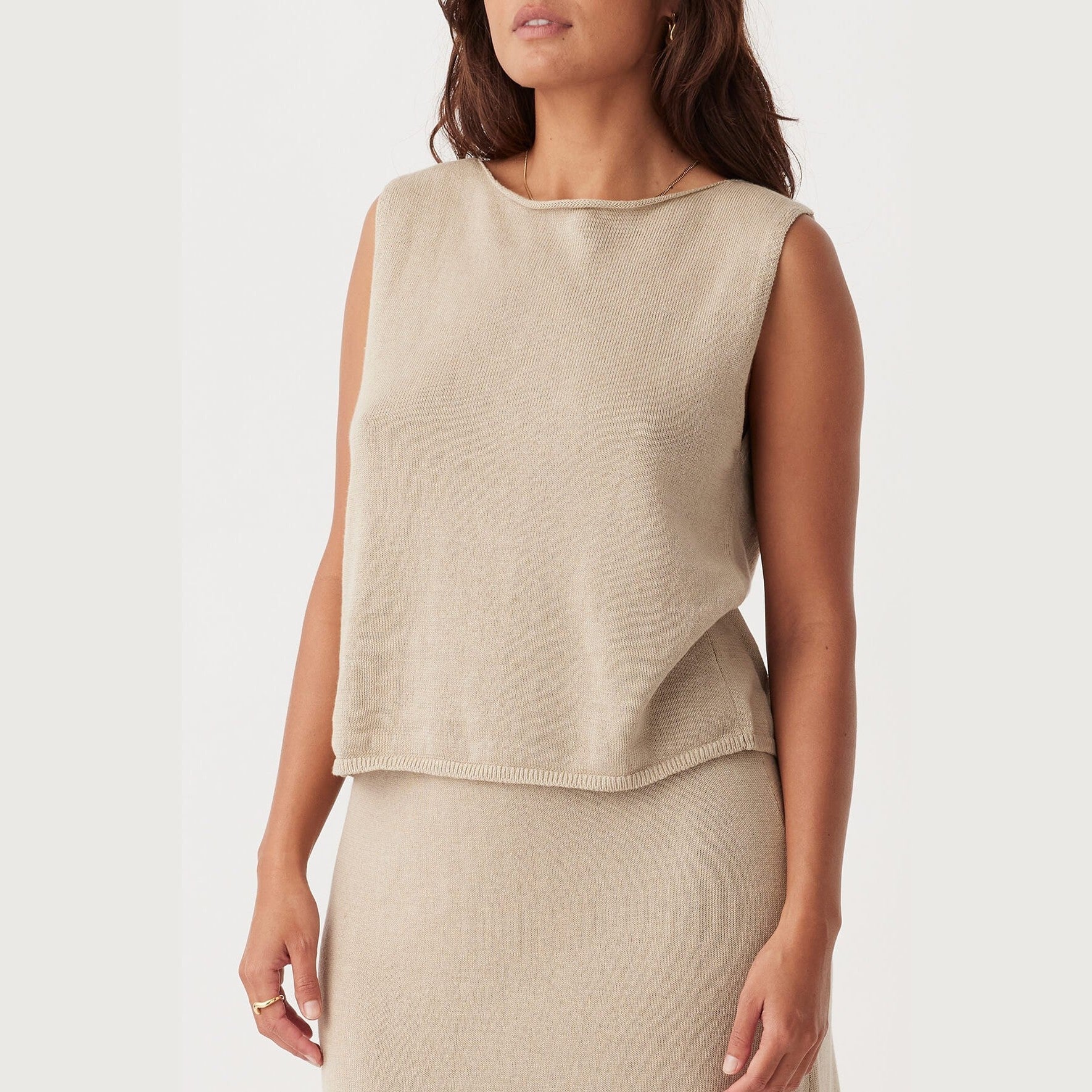 ARCAA Poppy Organic Cotton Linen Reversible Vest - Taupe