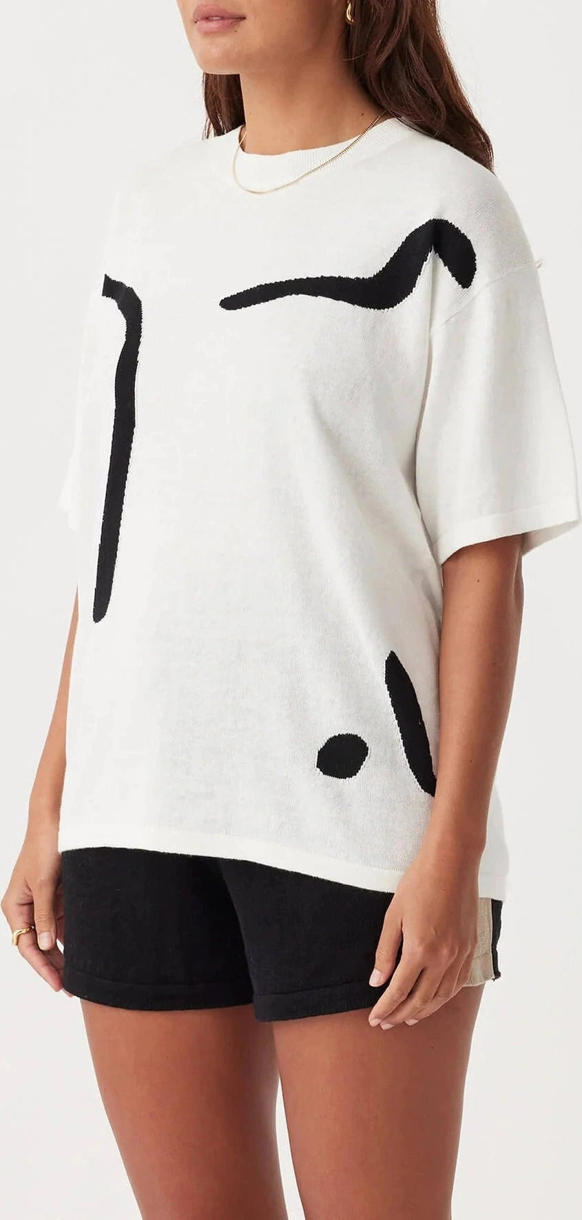 ARCAA Hazel Organic Cotton-Linen Tshirt - Cream & Black