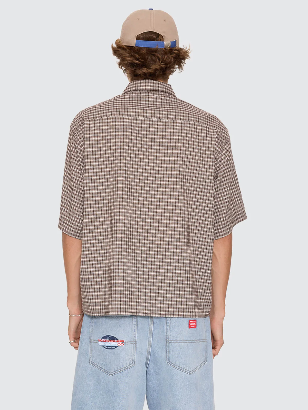 WORSHIP Globo Box Crop Short Sleeve Shirt - Brown