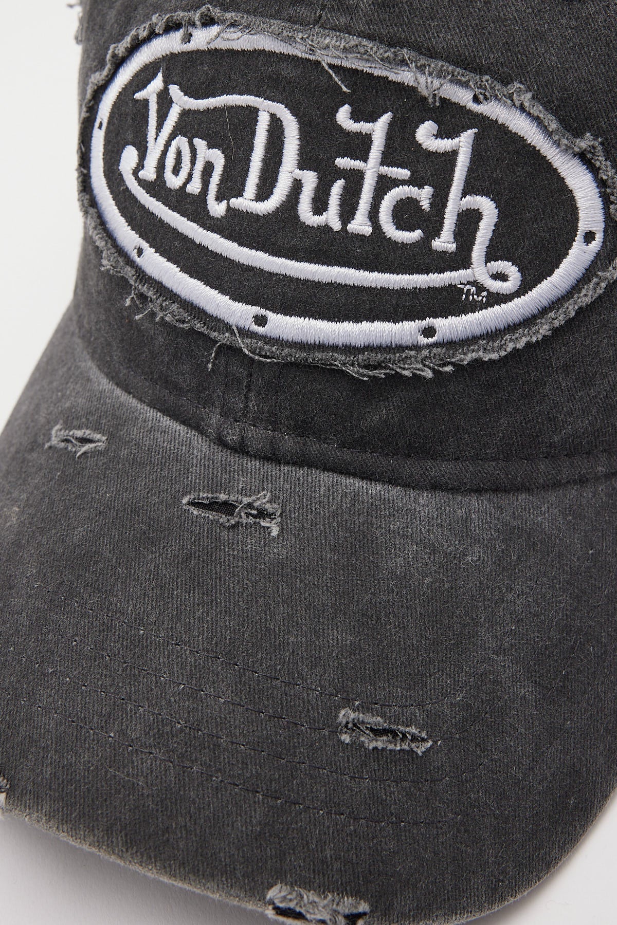 VON DUTCH Destroyed twill embroidery dad cap - Black