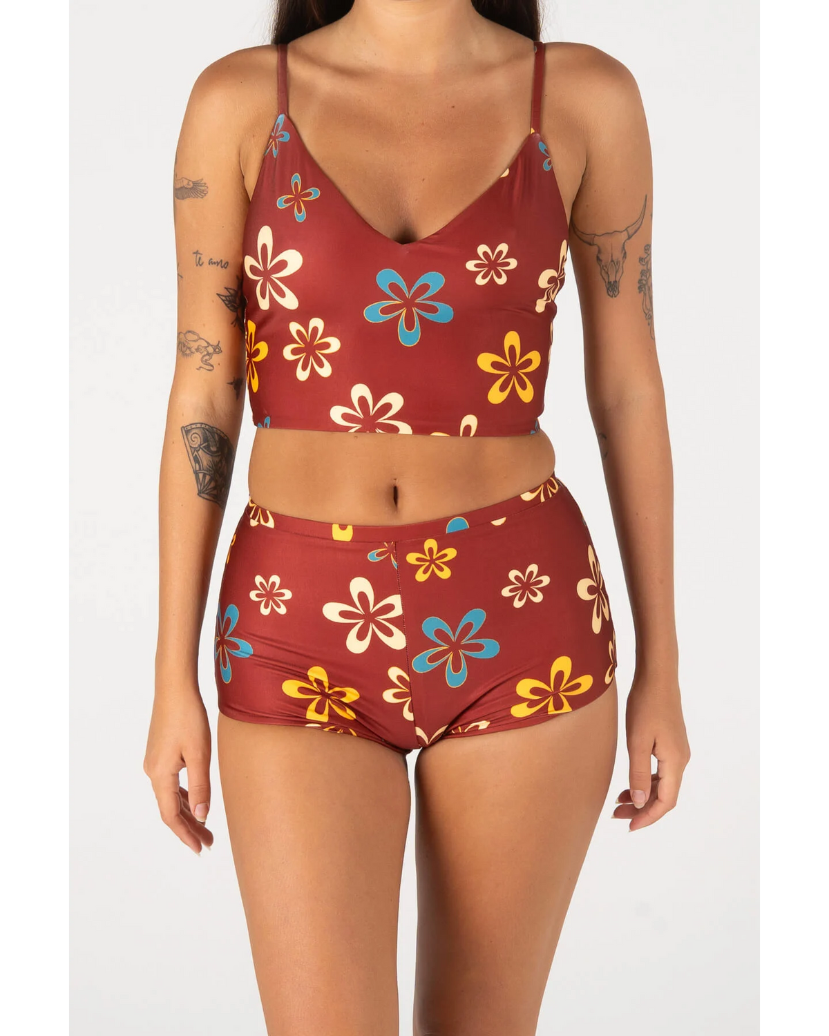INNER RELM Backbeach top - Maroon flower