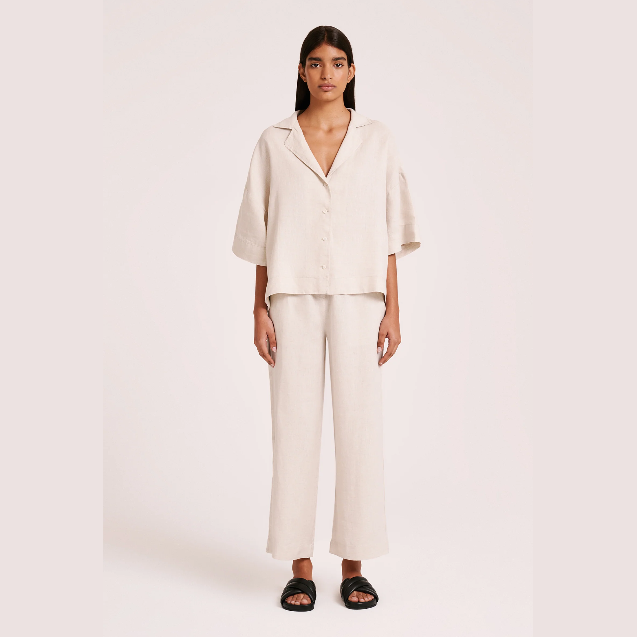 Nude lucy lounge linen shirt- natural