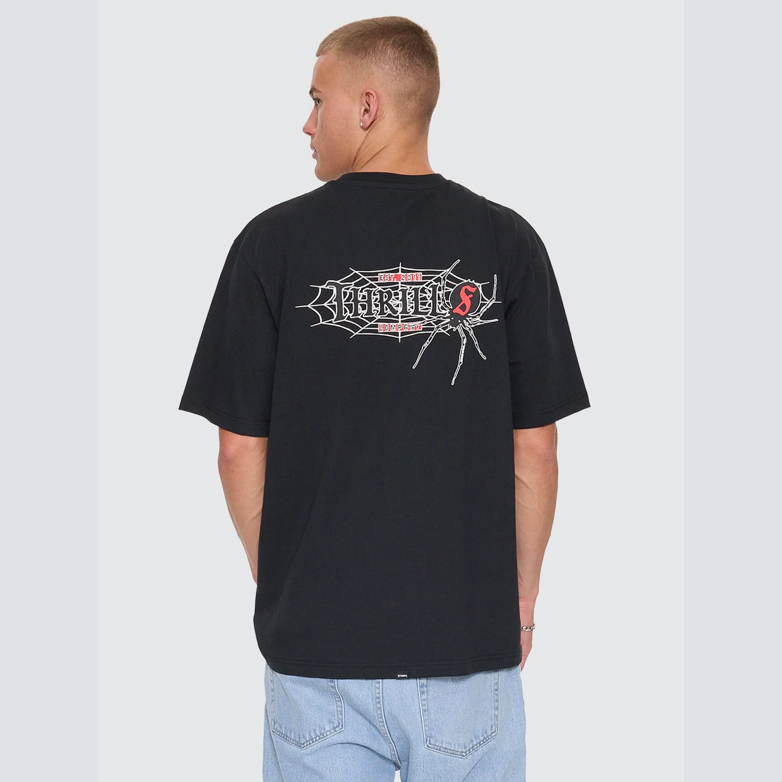 Thrills Web Of Deceit Oversize Fit Tee - Washed Black
