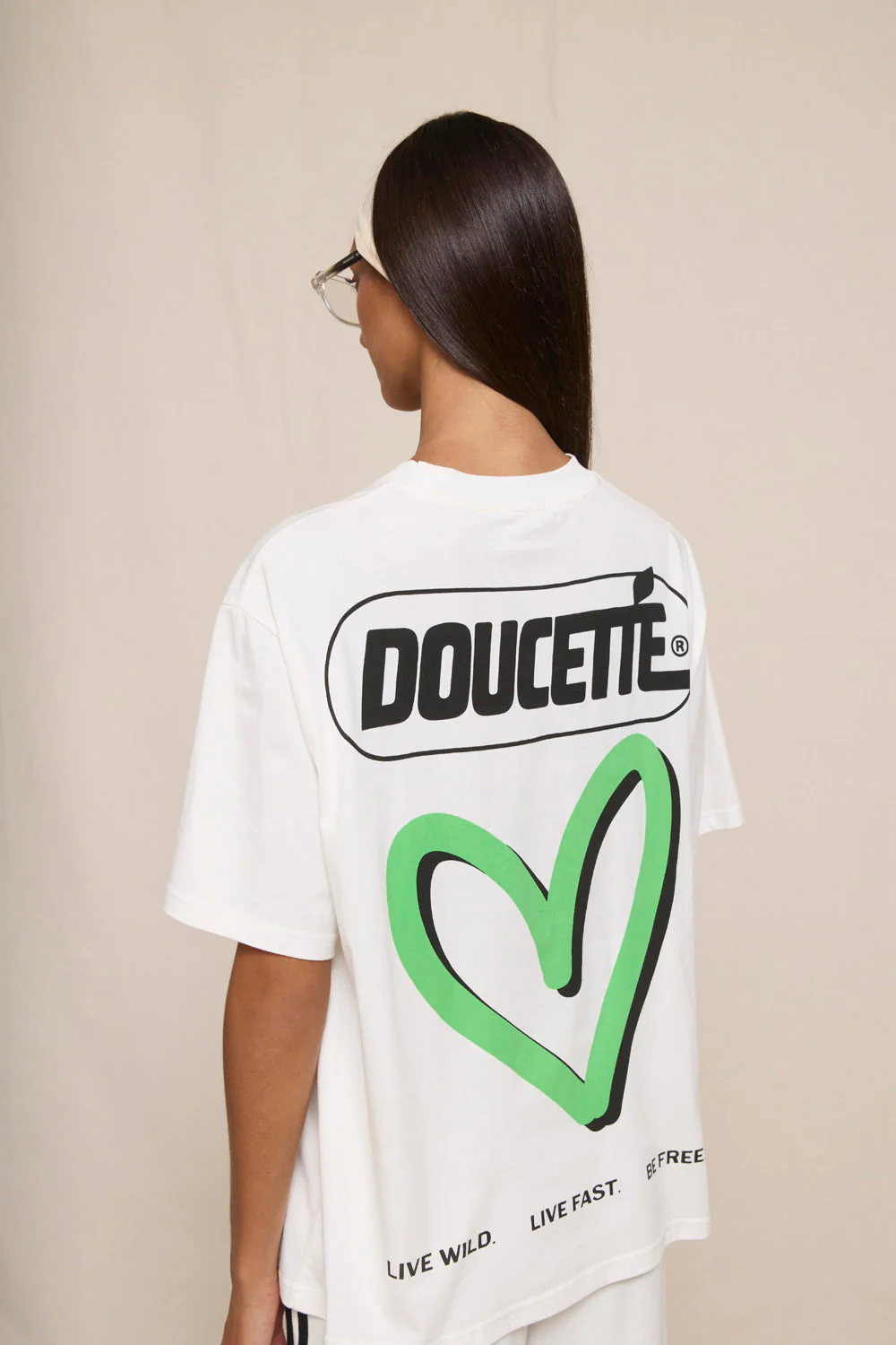 DOUCETTE My green heart regular tee - Ivory