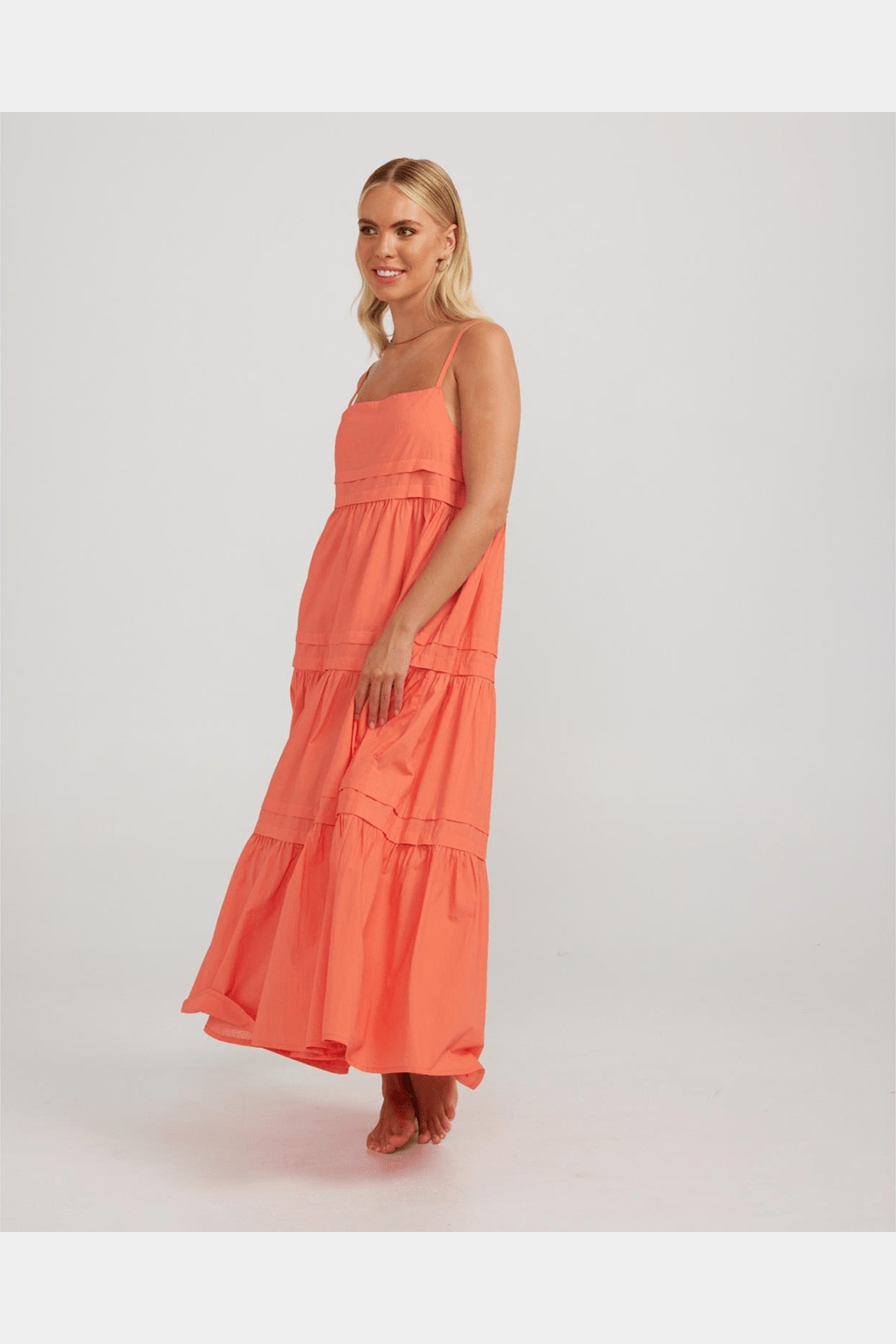 CHARLIE HOLIDAY Esme Coral Strappy Maxi Dress CHARLIE HOLIDAY Esme Coral Strappy Maxi Dress