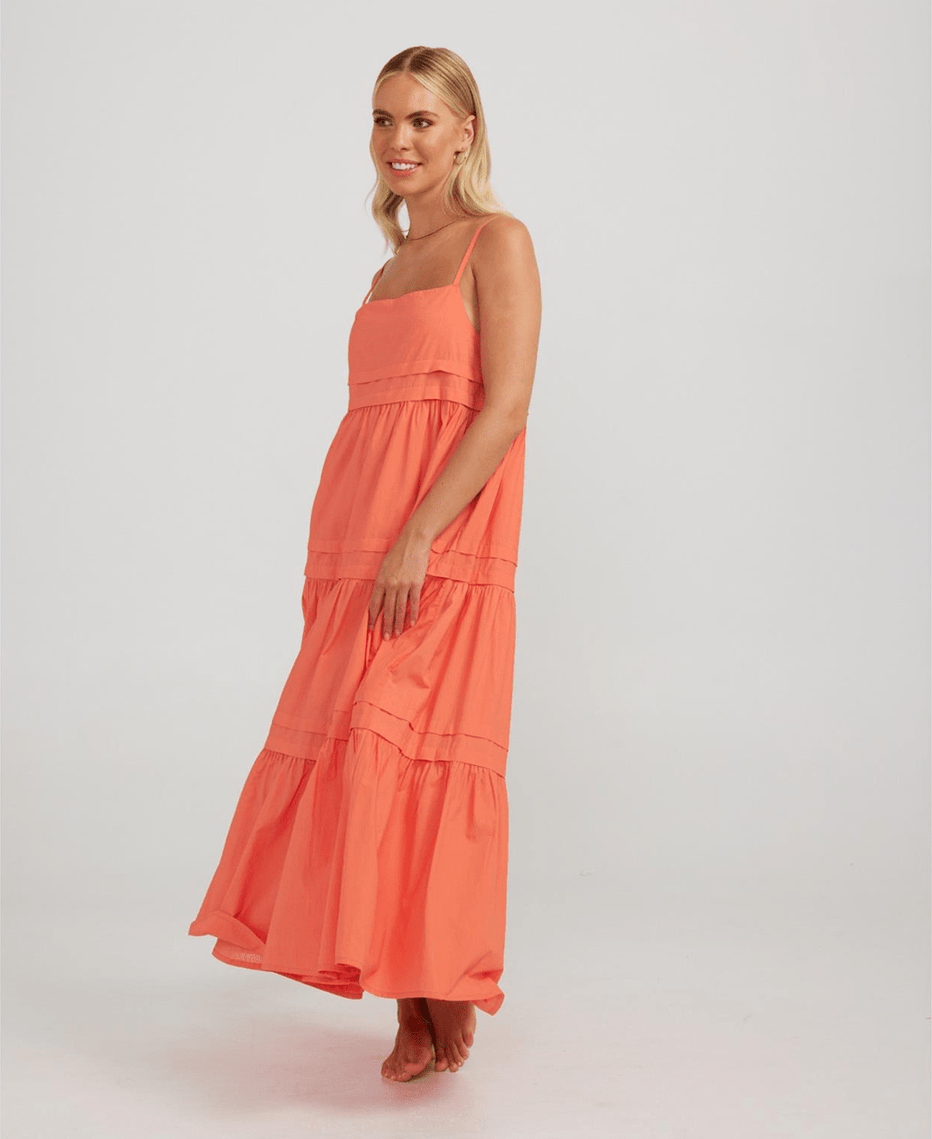Charlie Holiday Esme Coral Strappy Maxi Dress