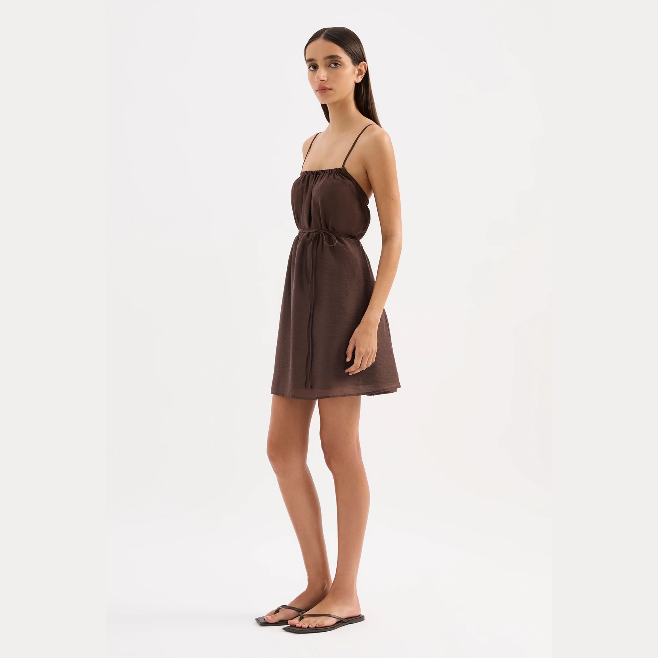 NUDE LUCY Ziki Linen Mini Dress - Chocolate