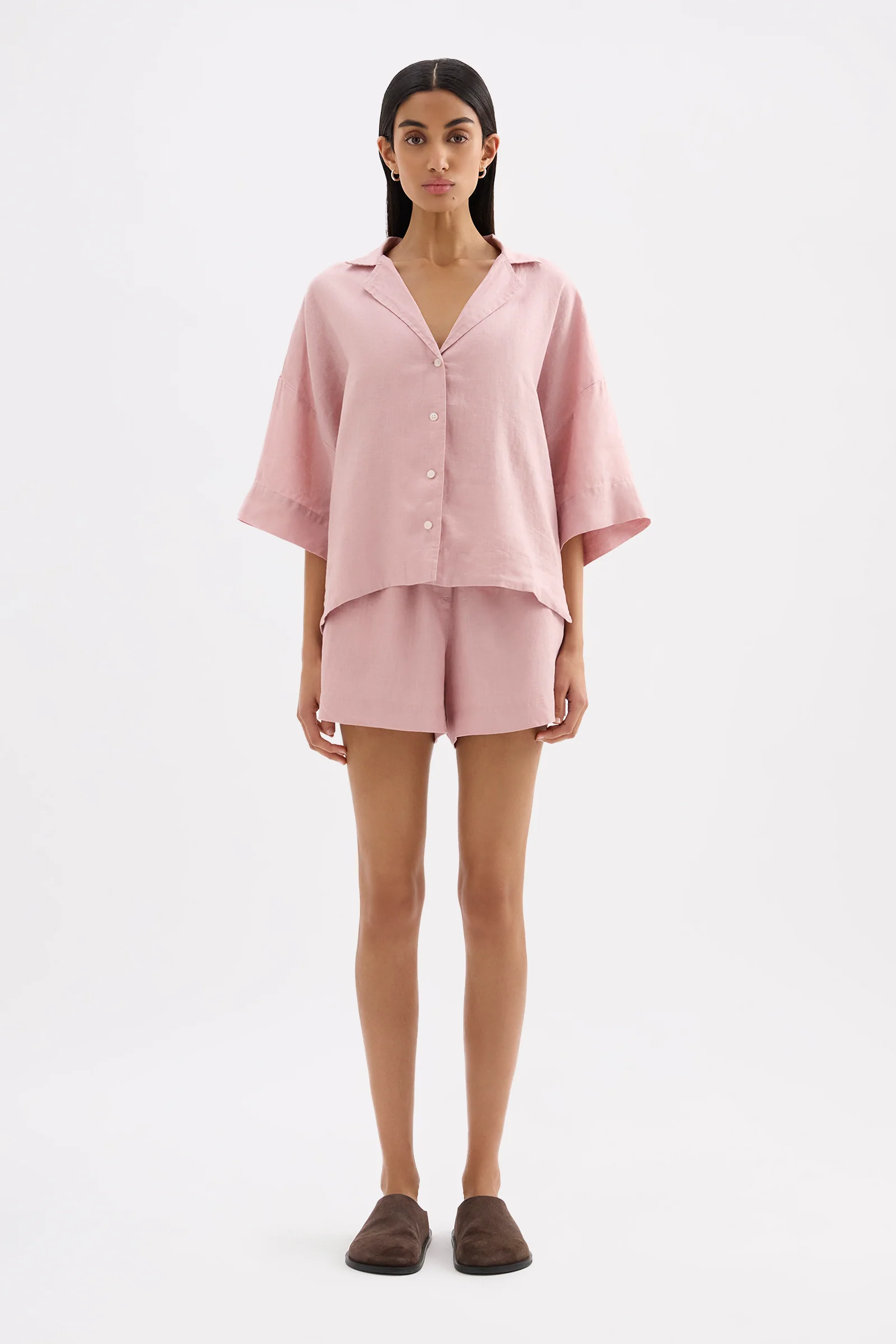 NUDE LUCY Lounge linen shirt - Blush