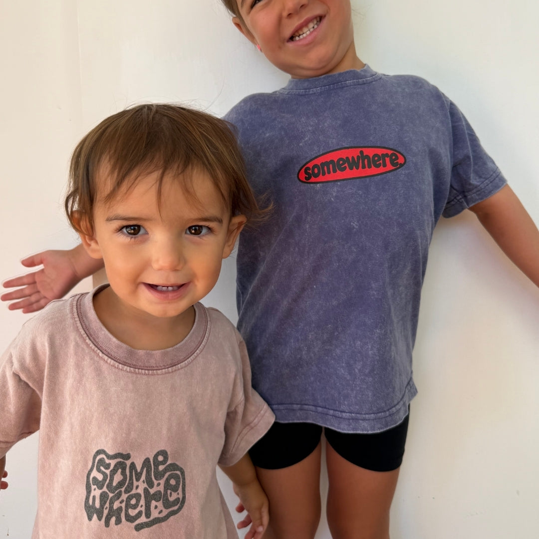 Somewhere Mini– The Retro Tee – Washed Blue