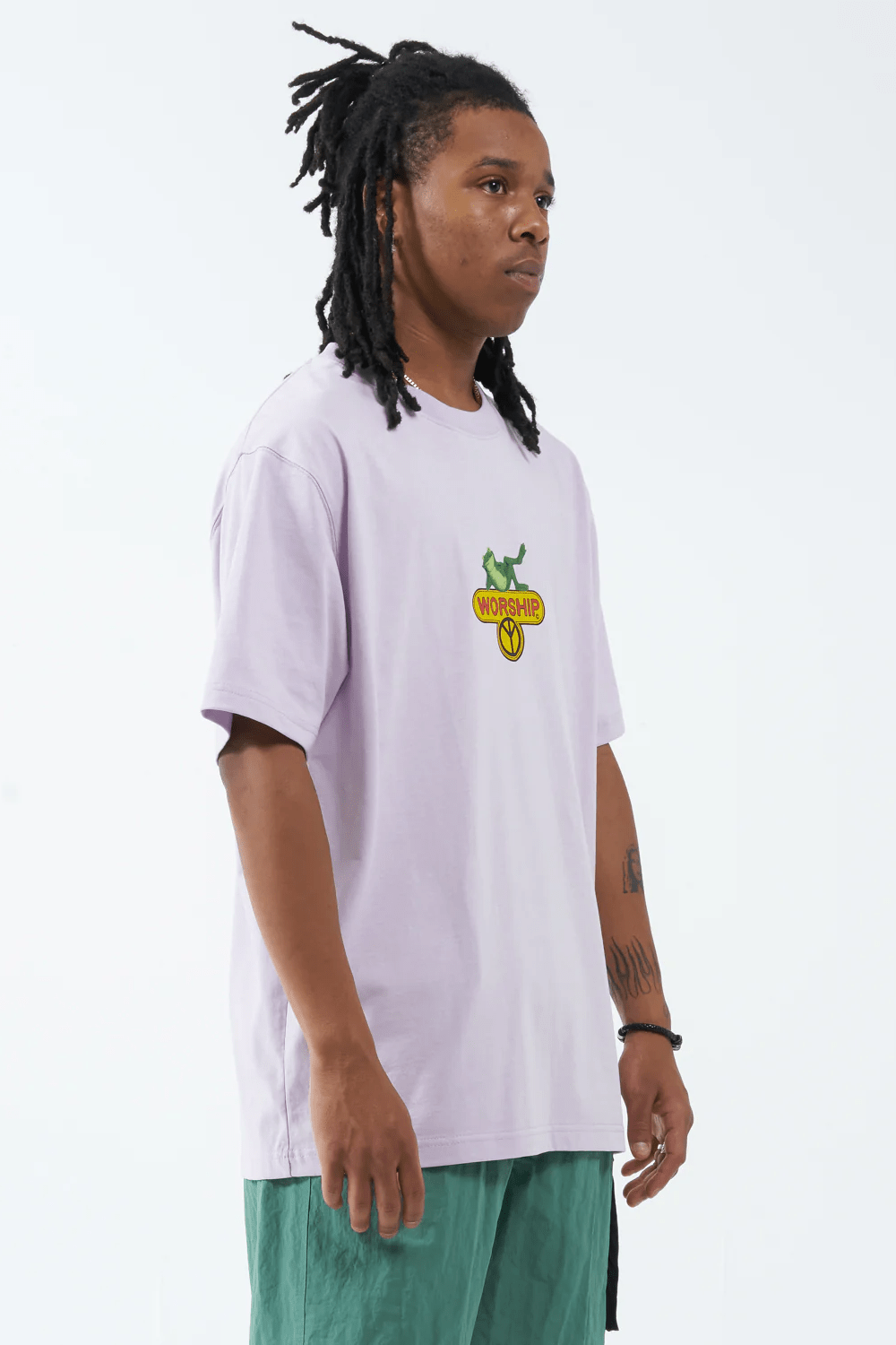 WORSHIP stress less tee - orchid hush