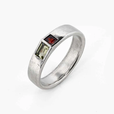 SUE THE BOY Axis ring 925 Silver/garnet/lemon quartz