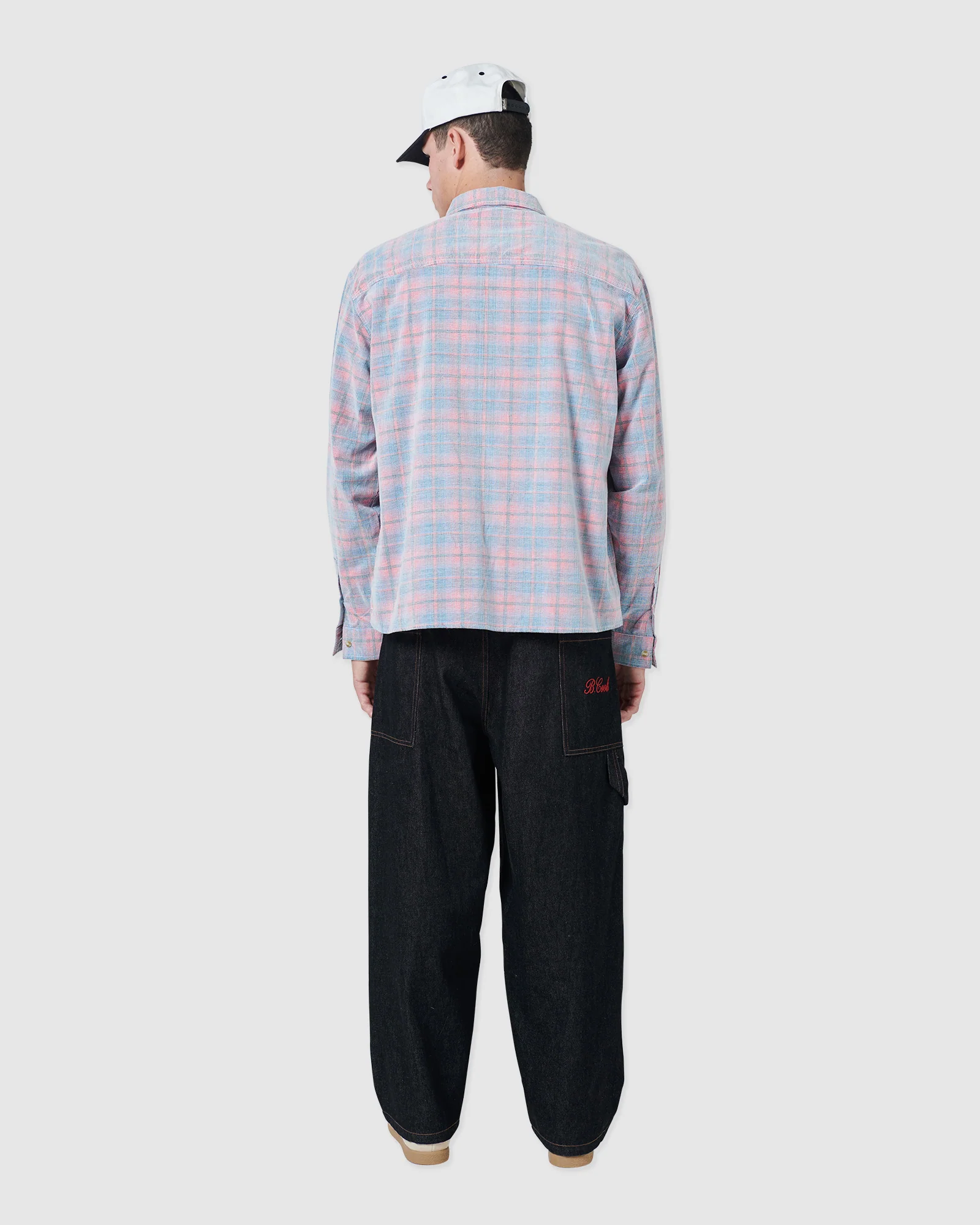 BARNEY COOLS Cabin Shirt Pink Cord Plaid