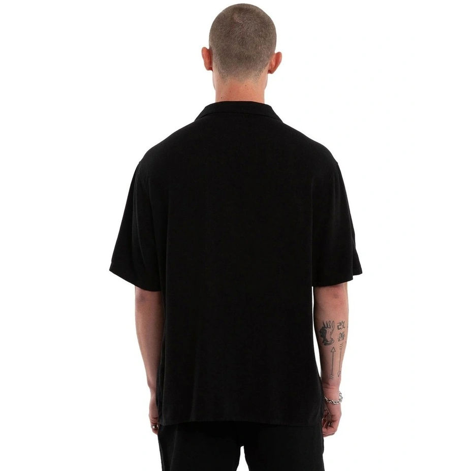 NOMDAIC PARADISE Florisim Cropped Resort Shirt - Jet black