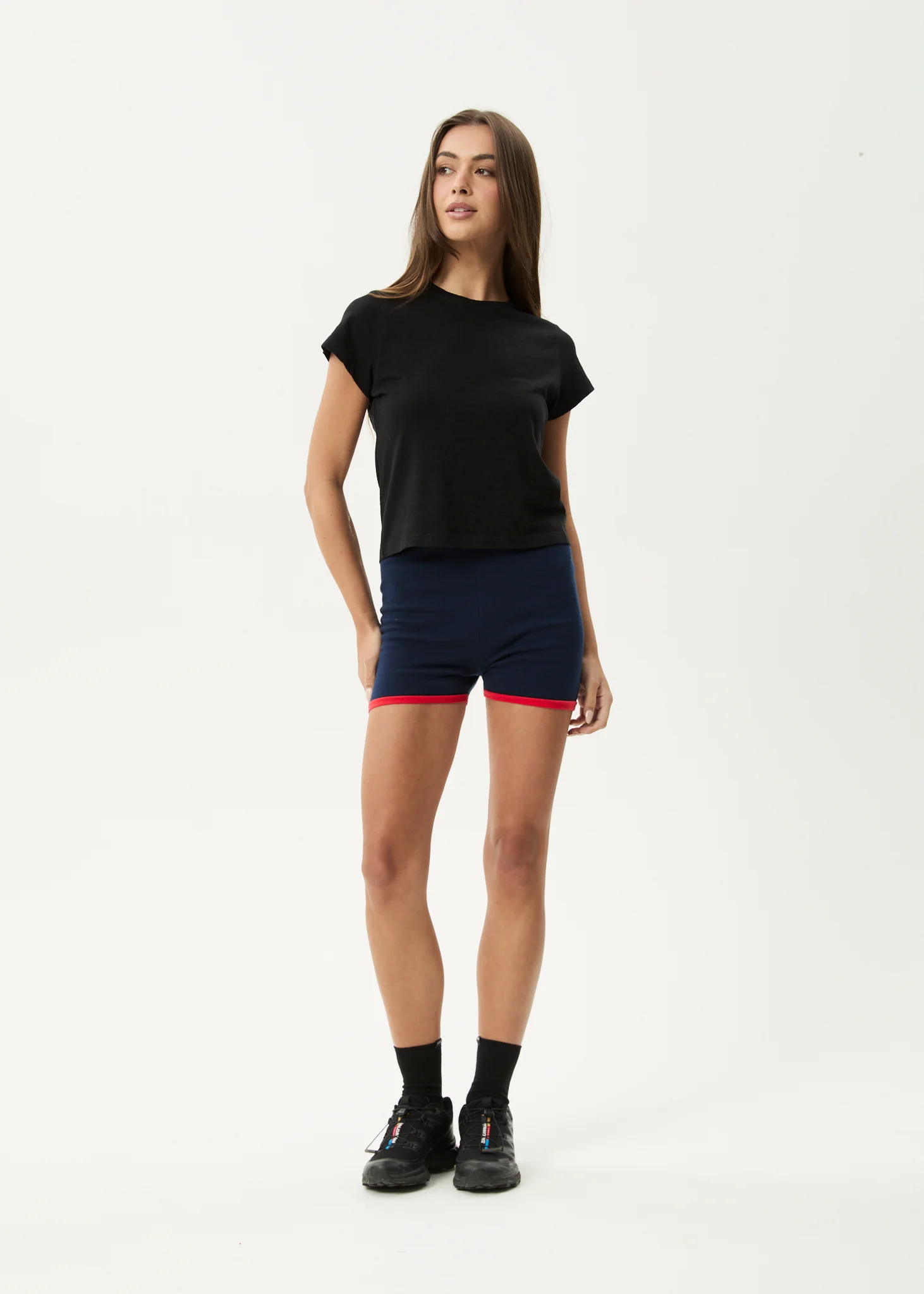 AFENDS Set Fire- Knit Short Knit Short -Navy/tomato