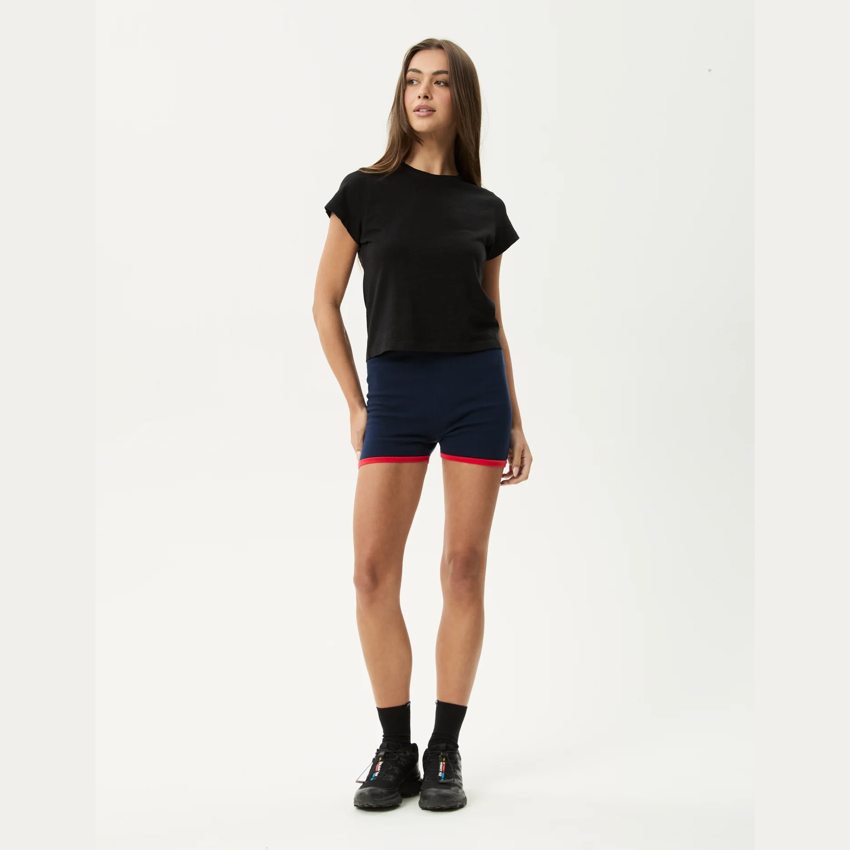 AFENDS Set Fire- Knit Short Knit Short -Navy/tomato