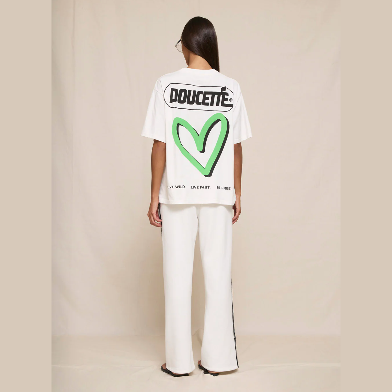 DOUCETTE My green heart regular tee - Ivory