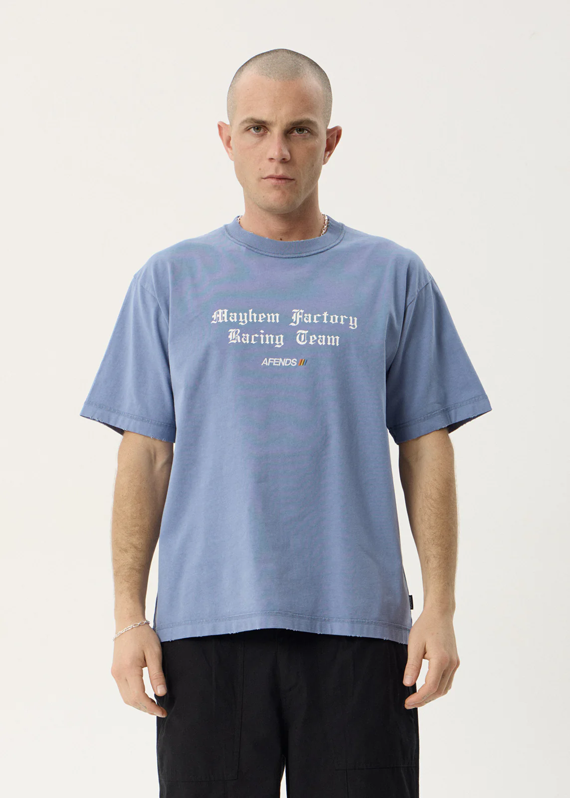 AFENDS Mayhem heavyweight boxy tee - Washed slate blue