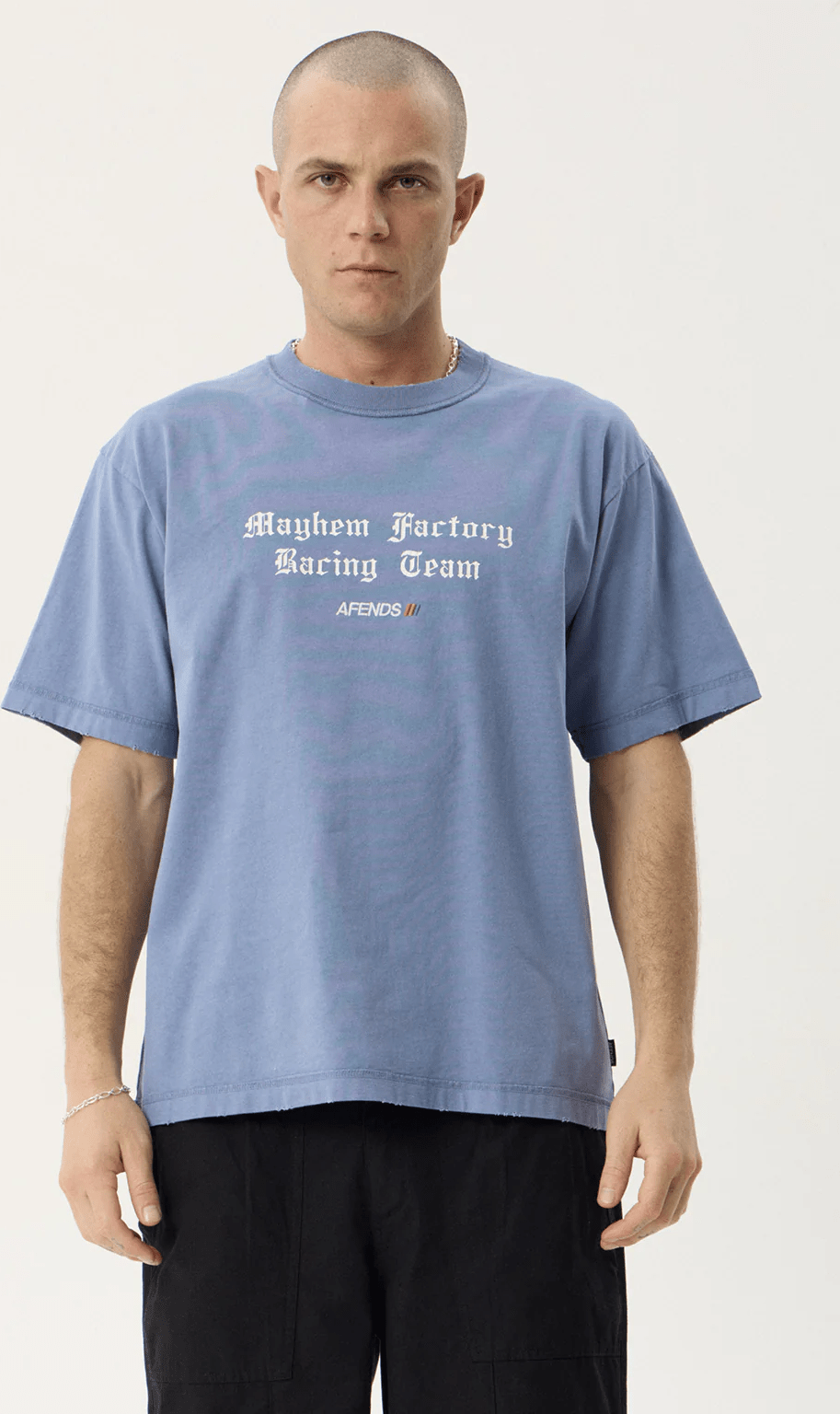 AFENDS Mayhem heavyweight boxy tee - Washed slate blue