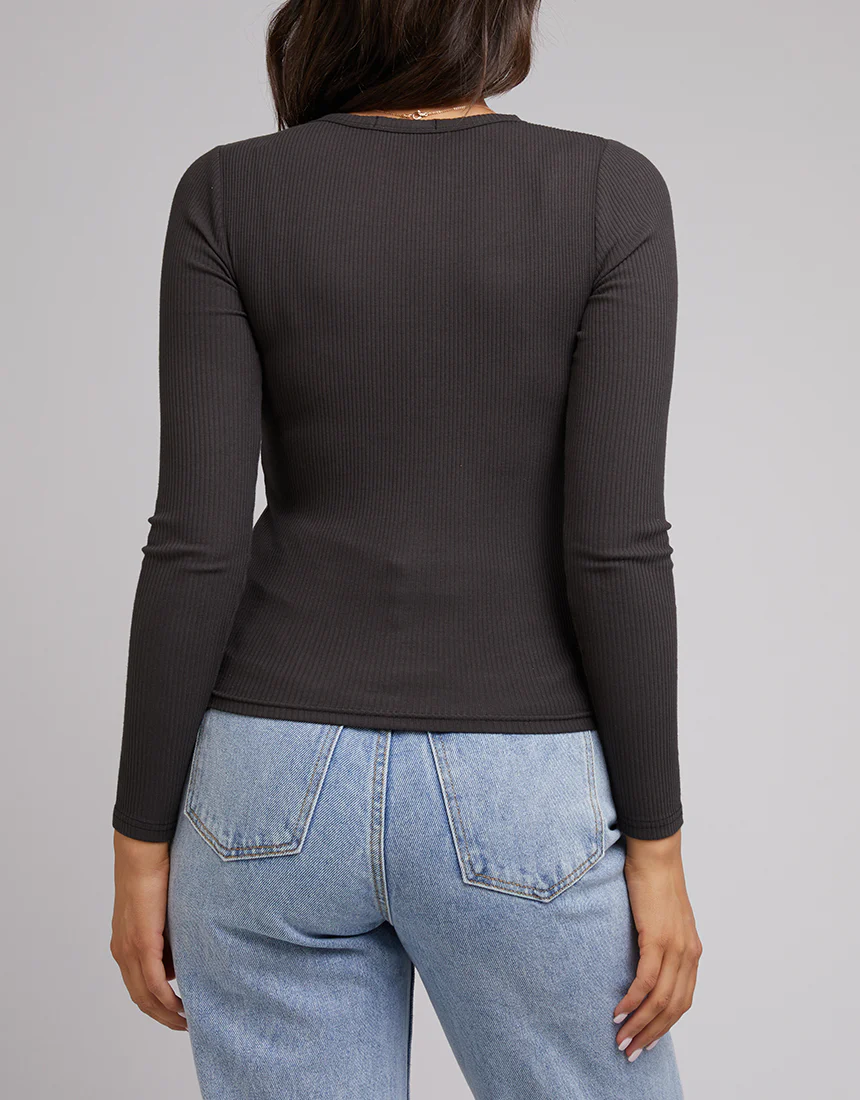 ALL ABOUT EVE. Eve Rib Baby LS Tee - Washed Black