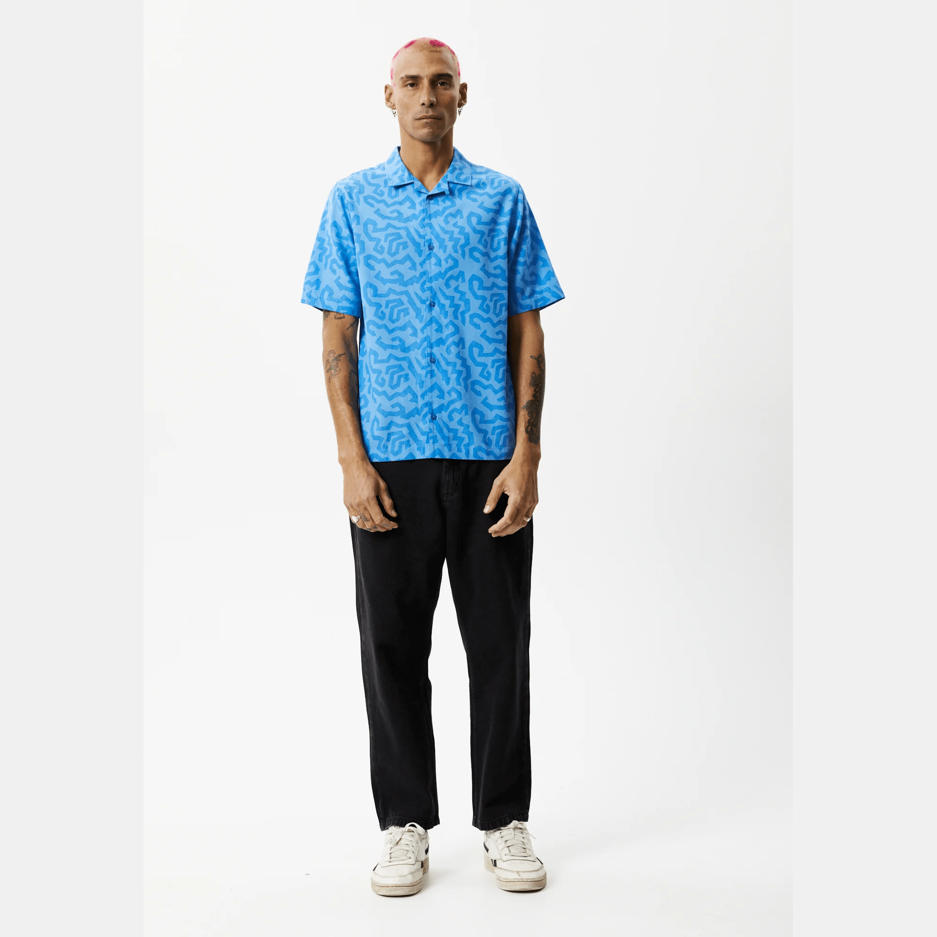Afends icebergs recycled short sleeve shirt - arctic