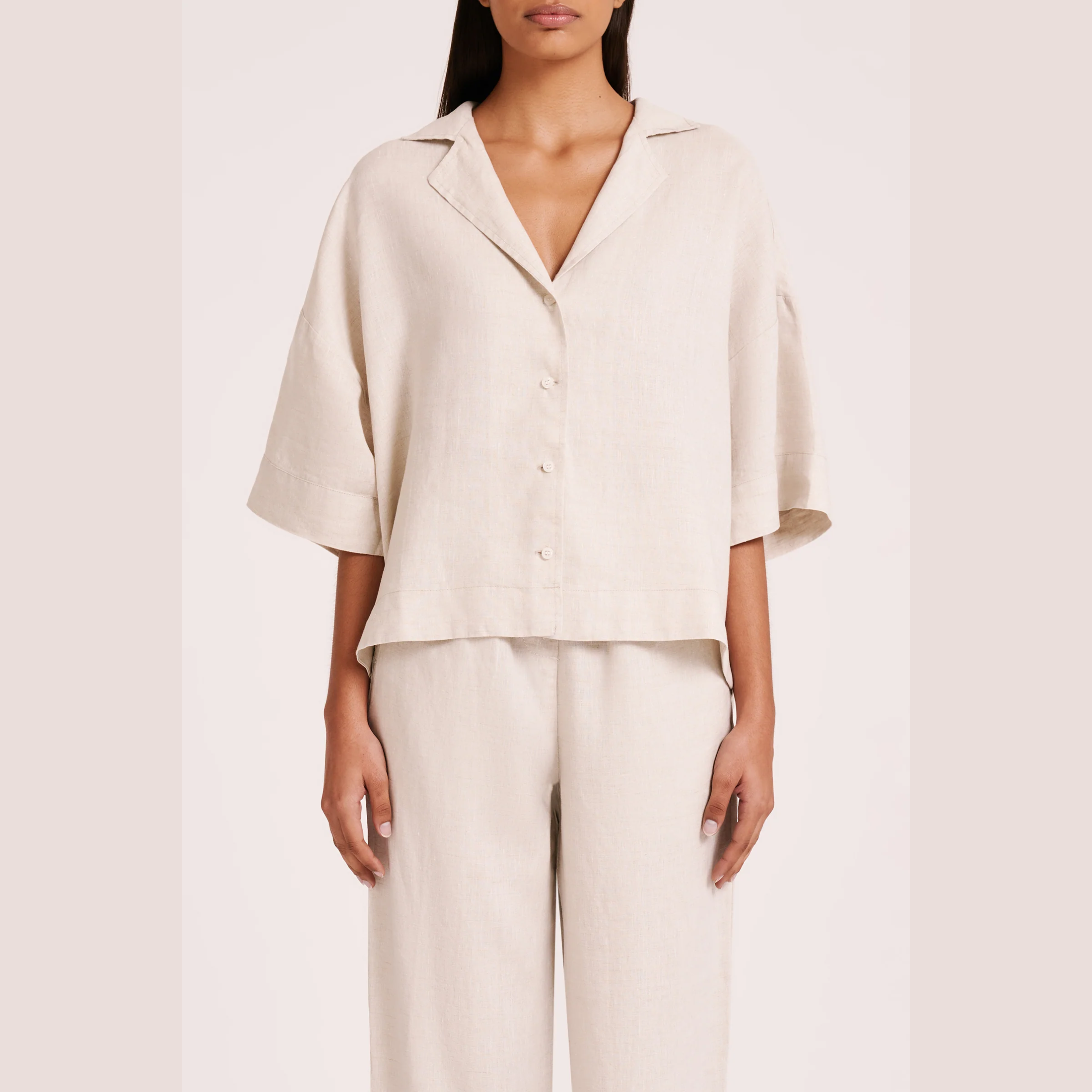 Nude lucy lounge linen shirt- natural
