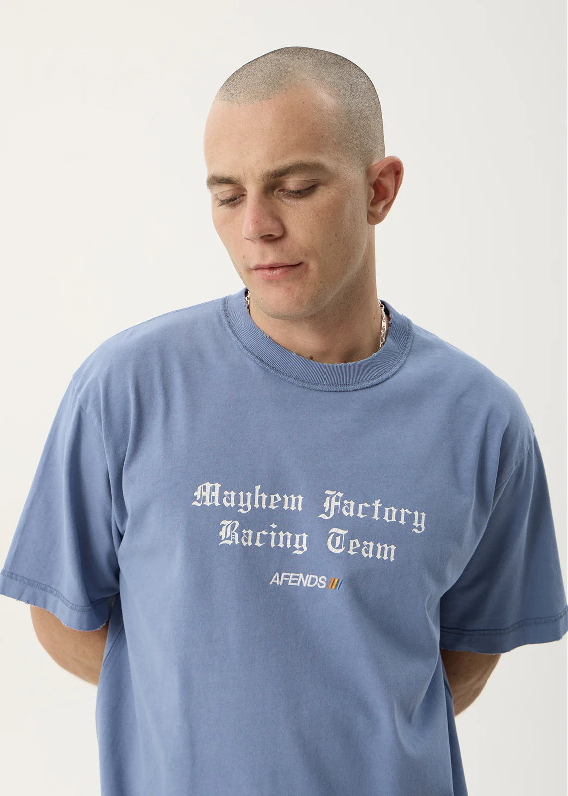 AFENDS Mayhem heavyweight boxy tee - Washed slate blue