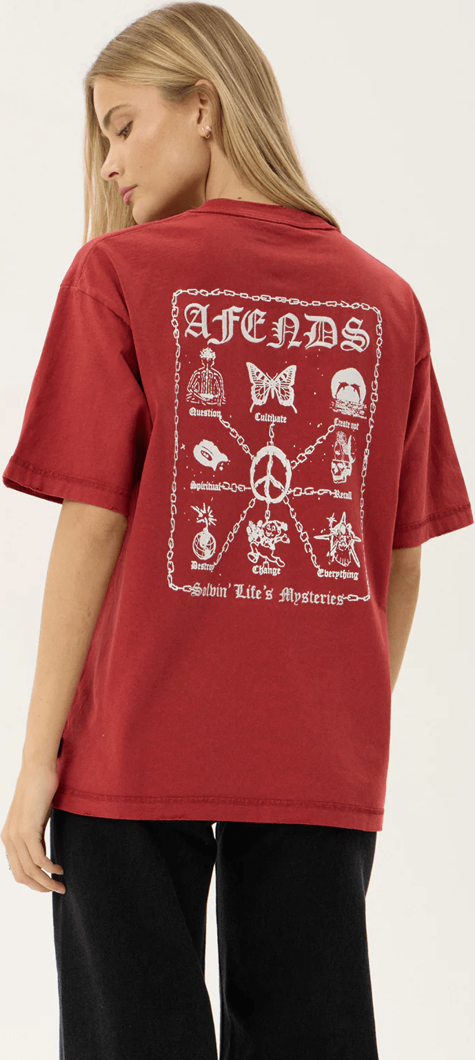 AFENDS Spiritual heavyweight boxy tee - Vintage ketchup