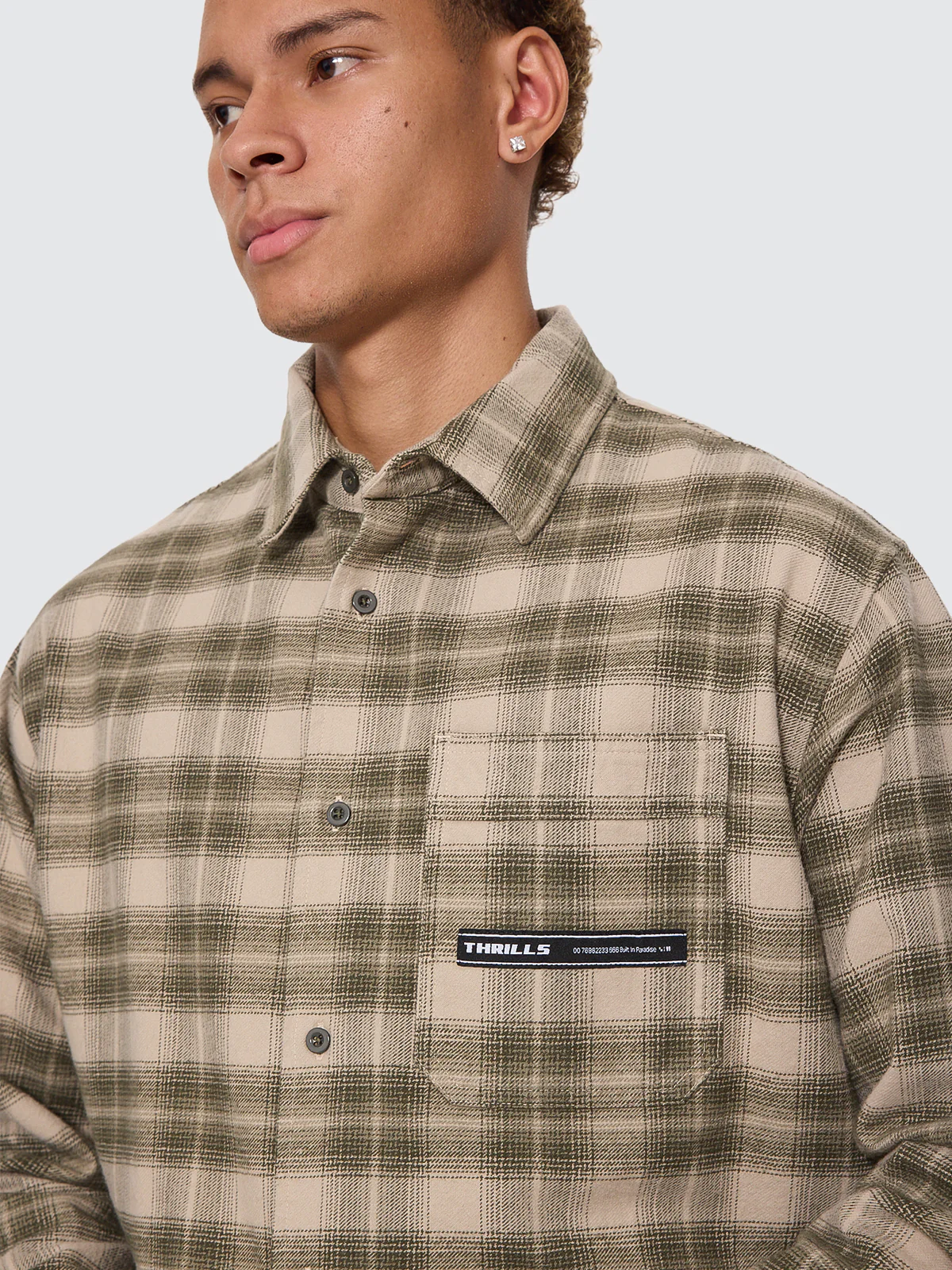 THRILLS Paradise Built Barrio Long Sleeve Flannel Shirt - Military green