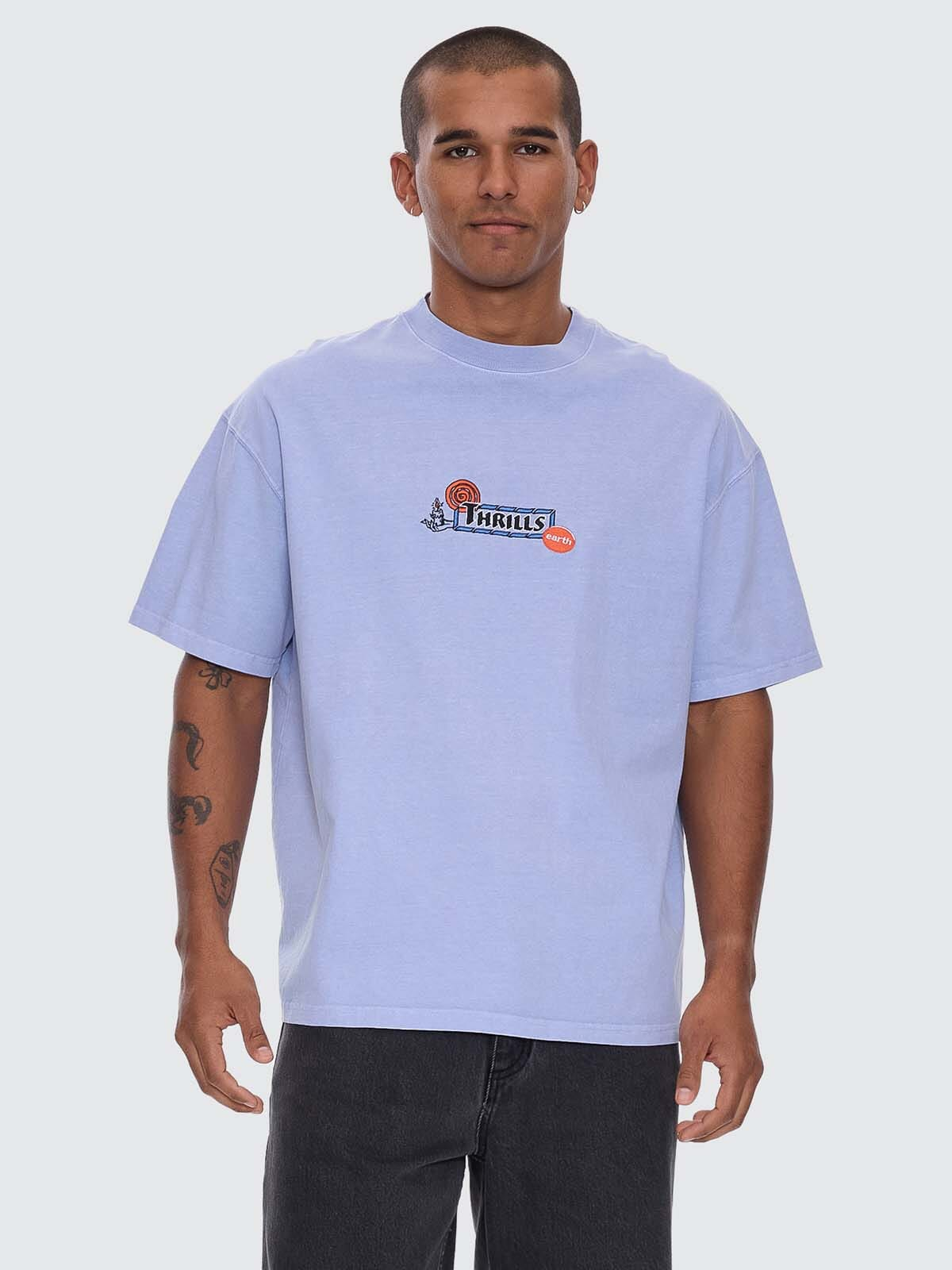 THRILLS The Ritual Mystery Box Fit Oversize Tee - Cornflower Blue