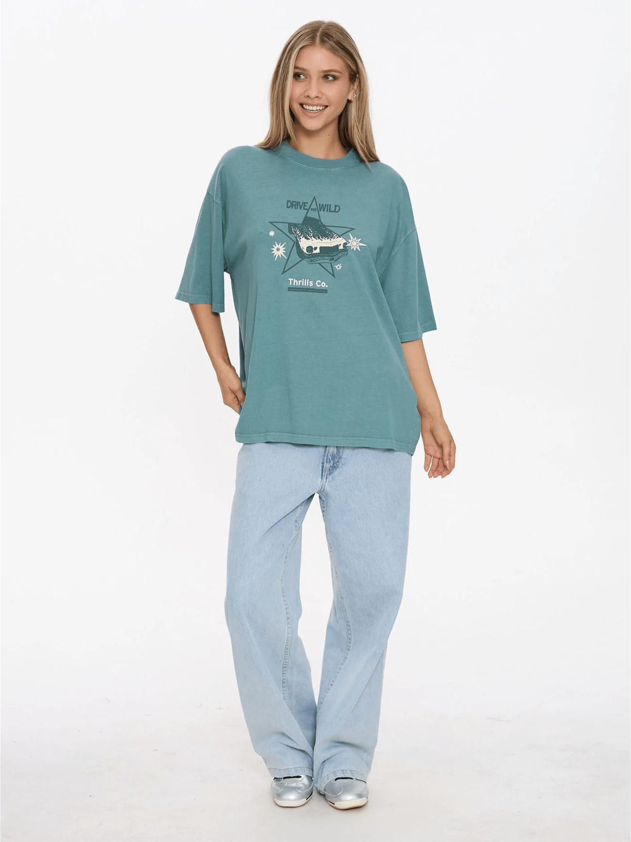 THRILLS Drive Me Wild Oversized Tee - Green Coast
