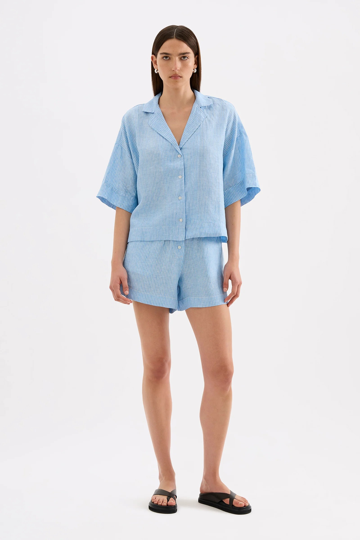 NUDE LUCY Lounge Stripe Linen Shirt