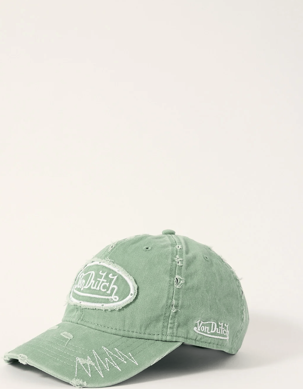 VON DUTCH Distressed Zigzag Dad Cap - Sage