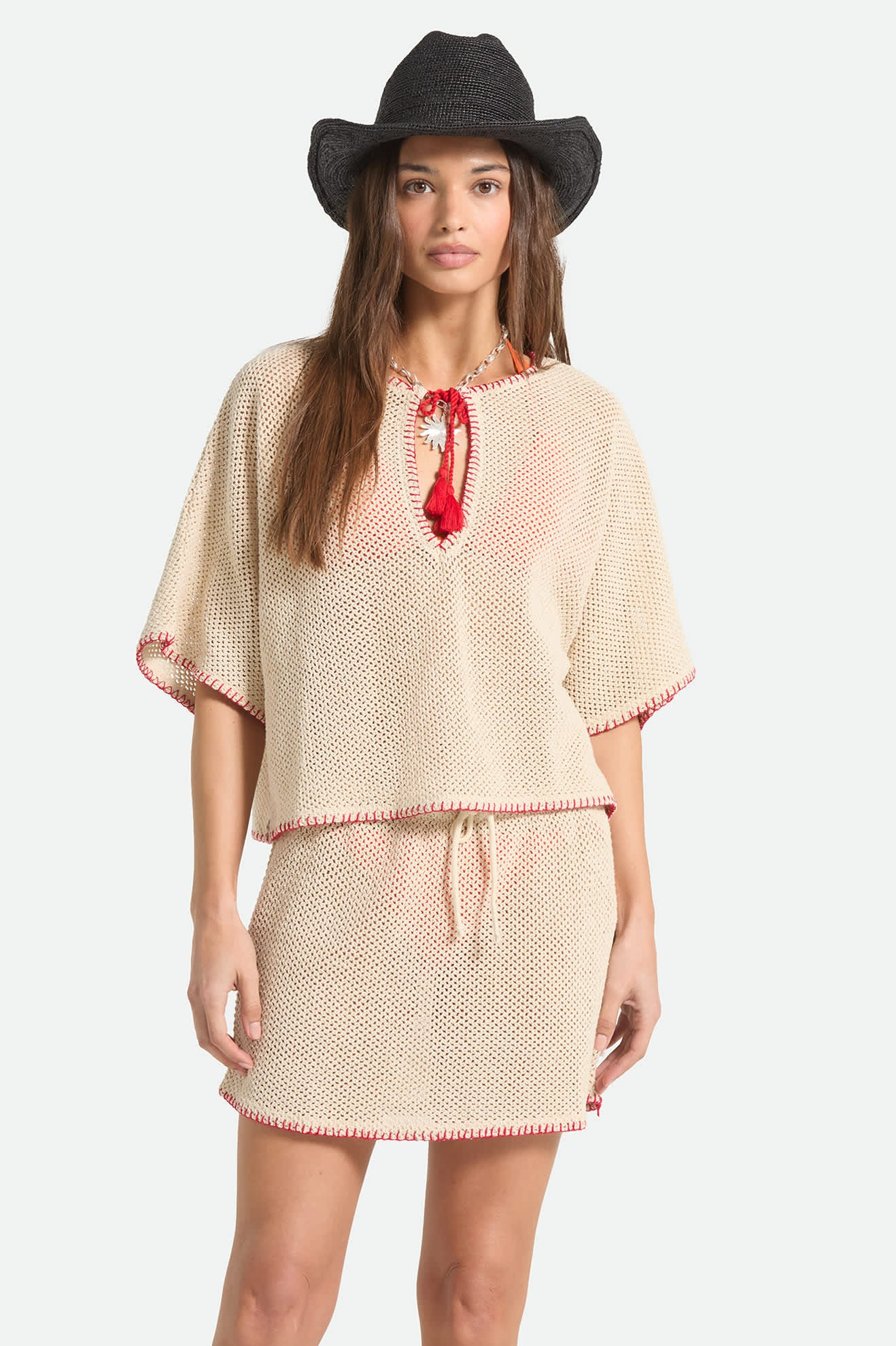 BRIXTON The crochet cover up - Timeless taupe