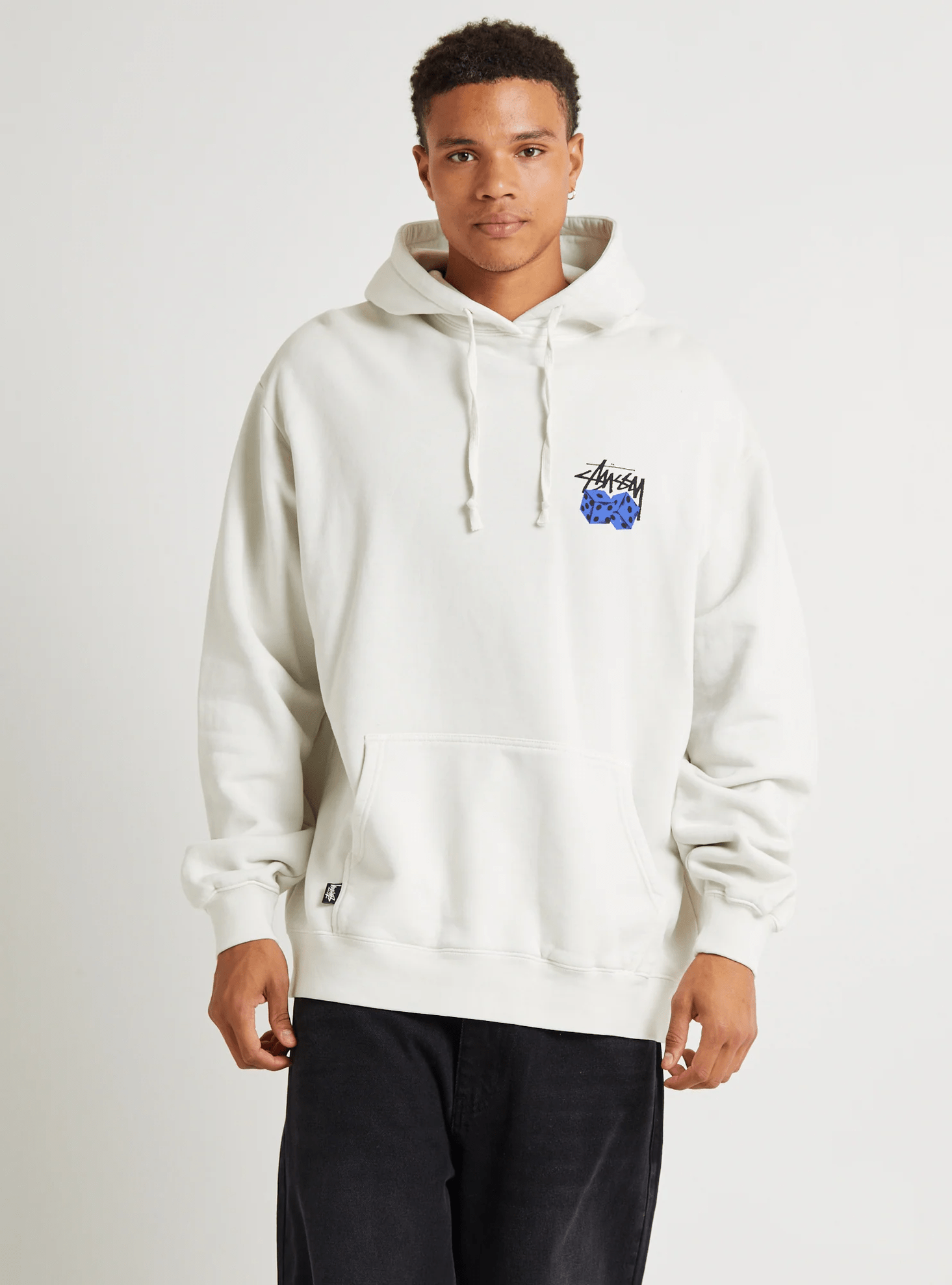 STUSSY Pair of Dice Fleece Hood - Pigment Washed White
