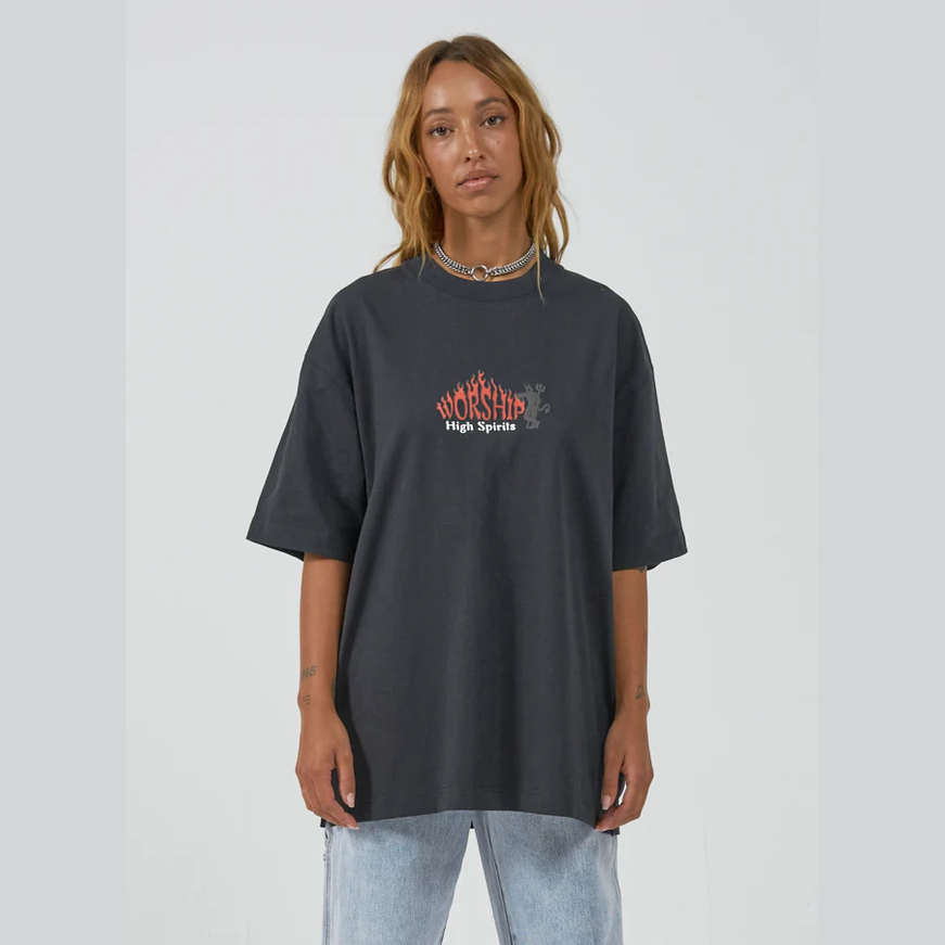 Worship grilled oversized tee - washed black