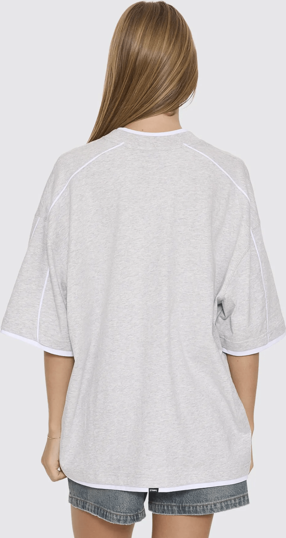 THRILLS Tournament of roses v neck oversized tee - Snow marle